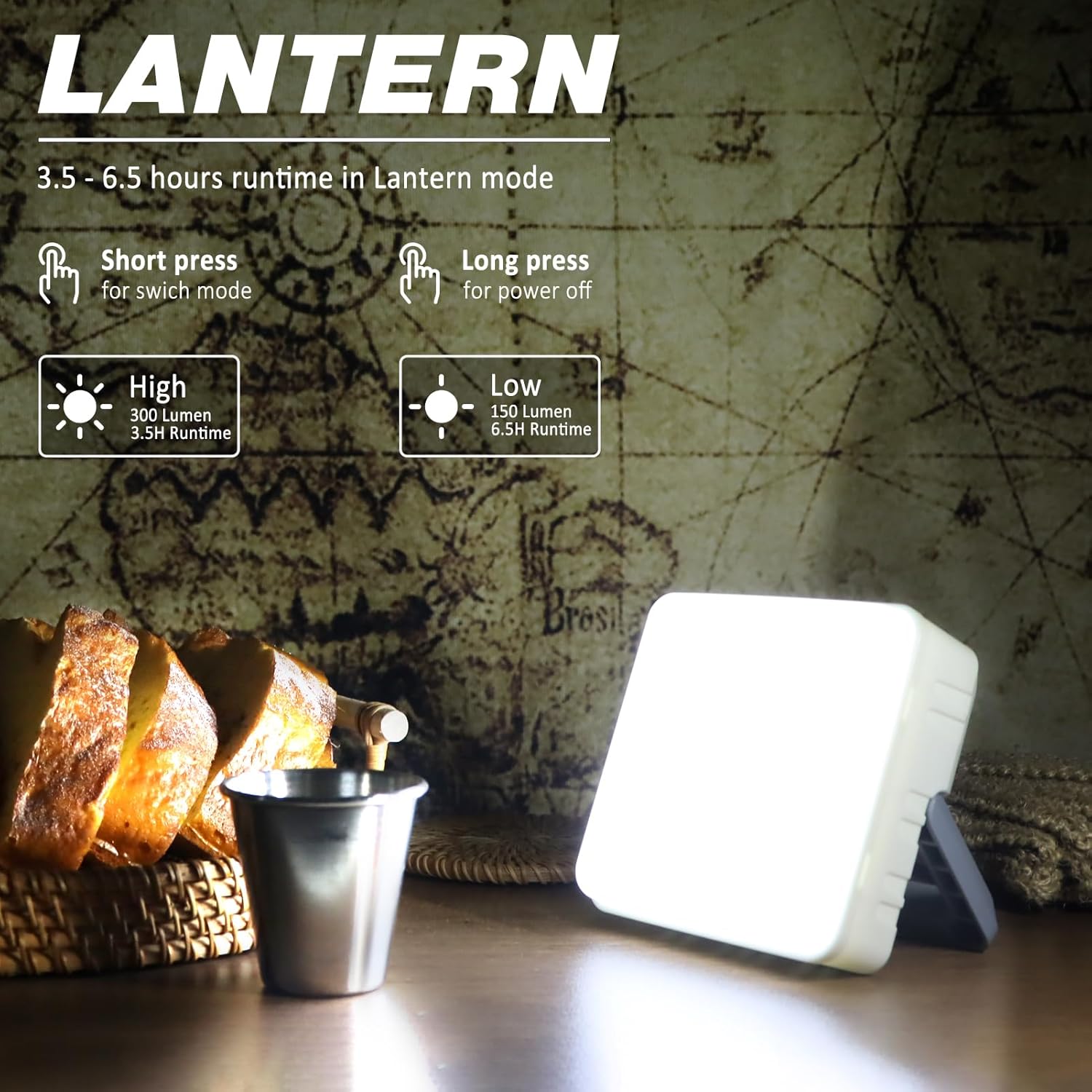 DIBMS – Linterna solar para camping, linterna LED recargable por USB, luces impermeables para camping, huracanes, cortes de energía de emergencia,