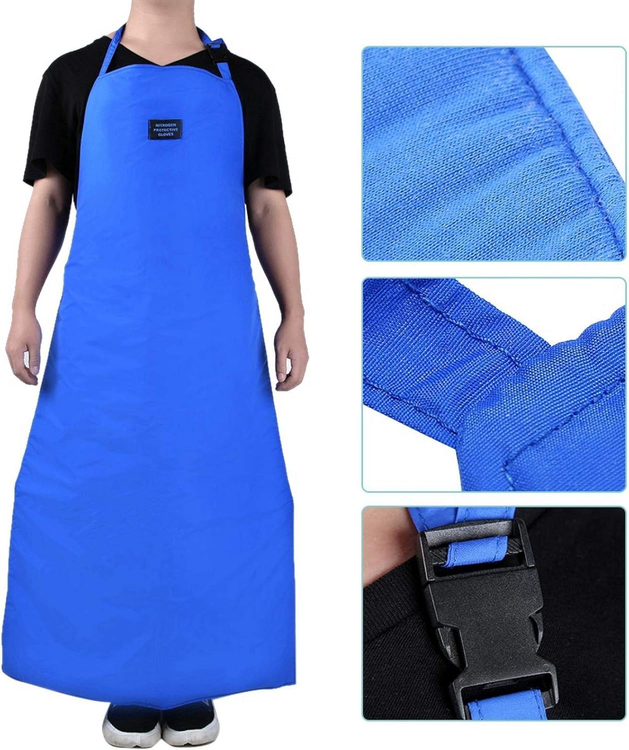 Delantal de seguridad a baja temperatura impermeable y transpirable con delantal criogénico ultra baja temperatura protección de nitrógeno azul