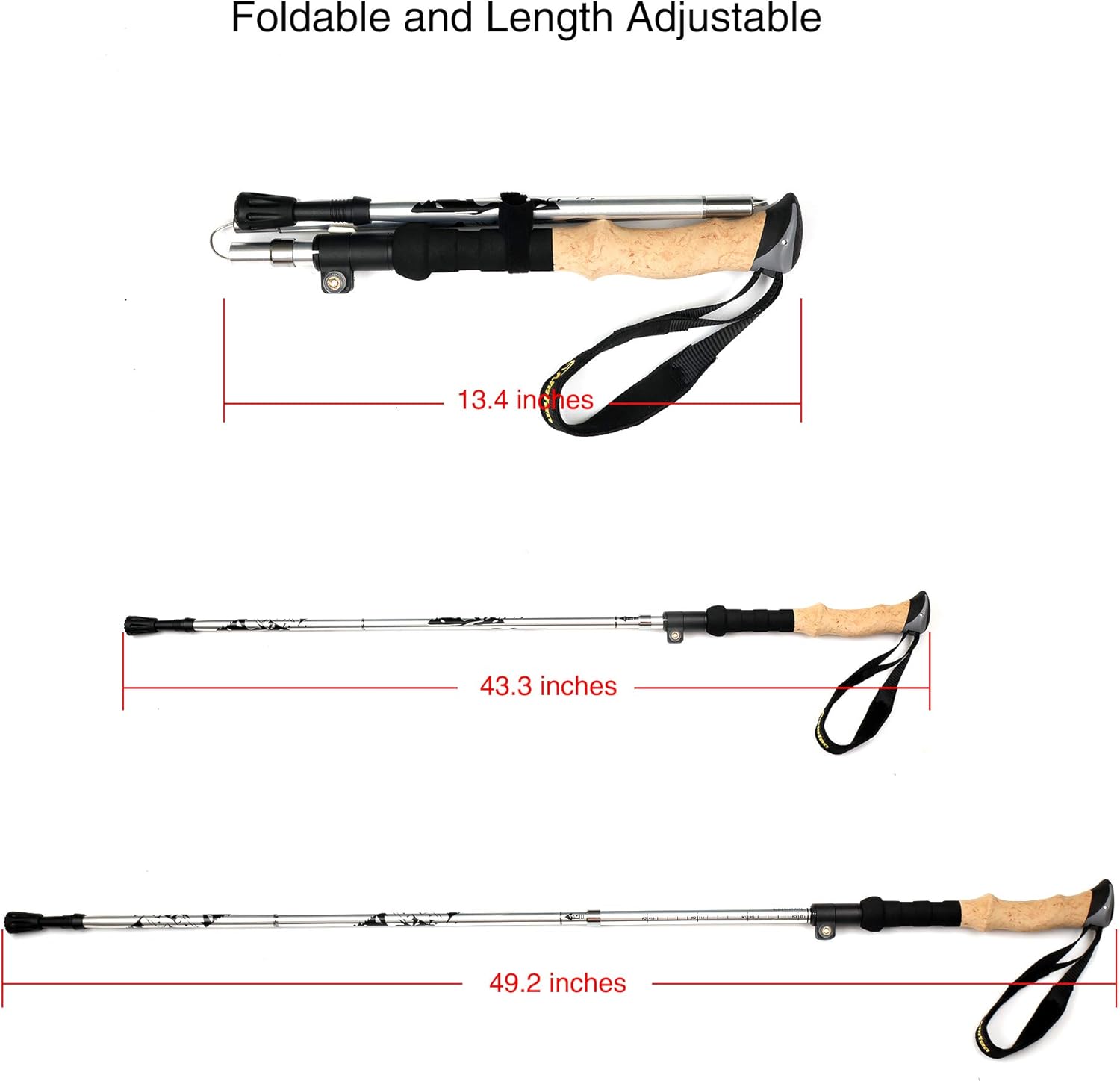 A ALAFEN Aluminio plegable ultraligero viaje trekking senderismo poste para hombres y mujeres