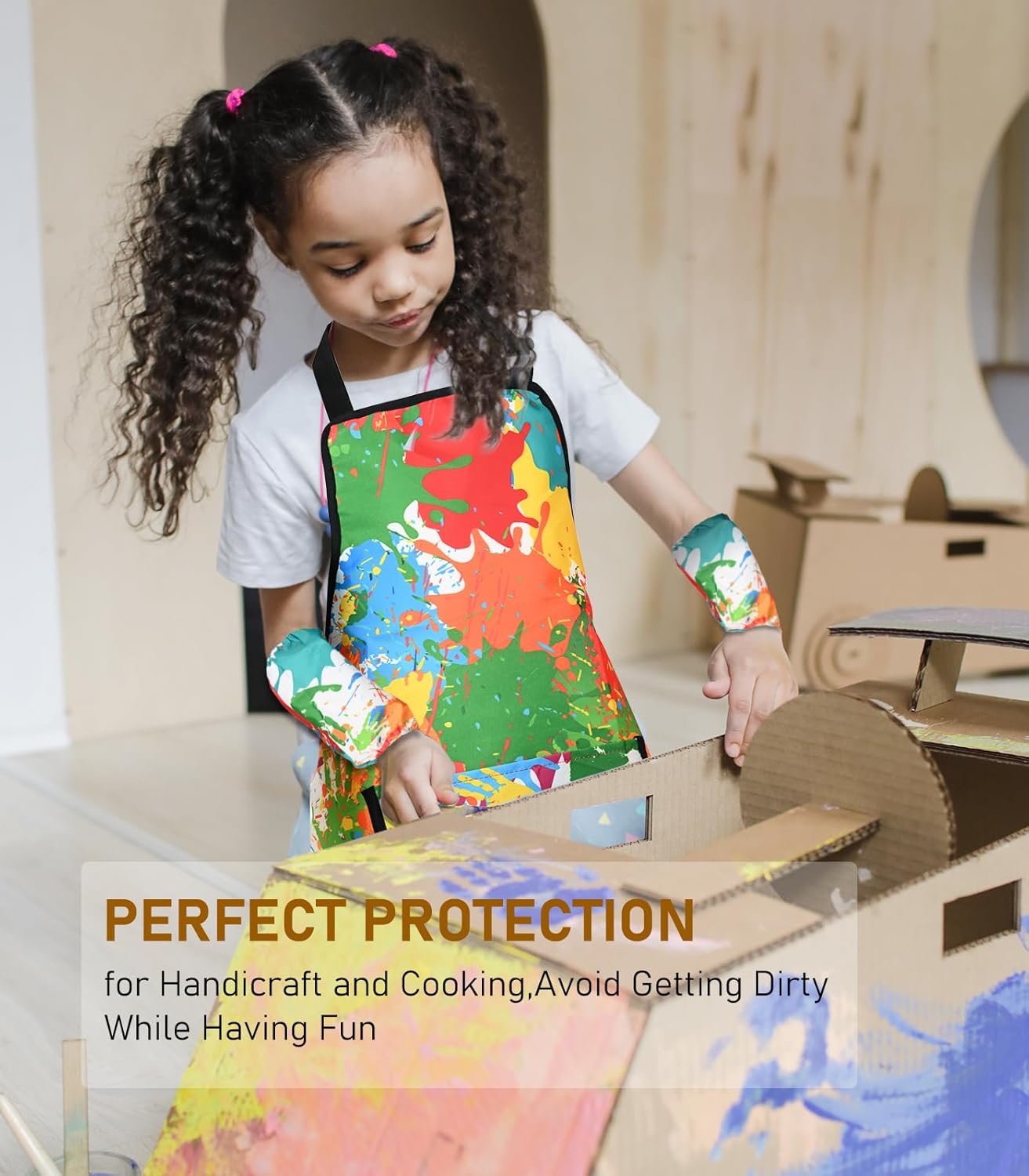 Bata de arte para niños, delantal de pintura para niños, bata de artista con bolsillo y mangas largas, sección larga, impermeable