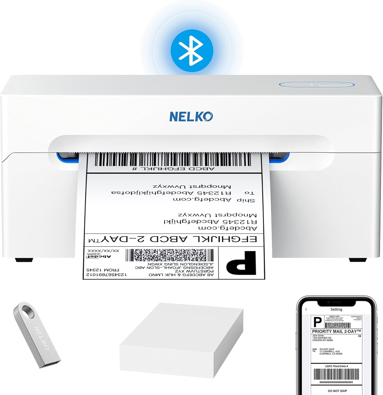 Impresora térmica de etiquetas Bluetooth, impresora inalámbrica de etiquetas de envío de 4 x 6 pulgadas para paquetes de envío, compatible con