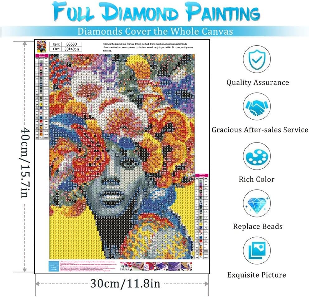 TIDYTIDE Kits de pintura de diamantes para adultos y niñas, kit de arte de diamantes para adultos, arte de diamantes 5D para decoración de pared del