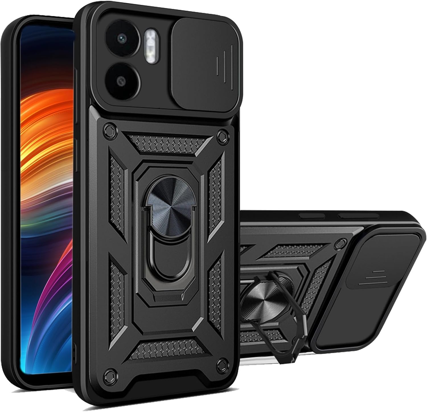 Ysnzaq Funda para Xiaomi Redmi A1 PlusRedmi A2 Plus, resistente a prueba de golpes lente protectora con soporte magnético para Xiaomi Redmi A2