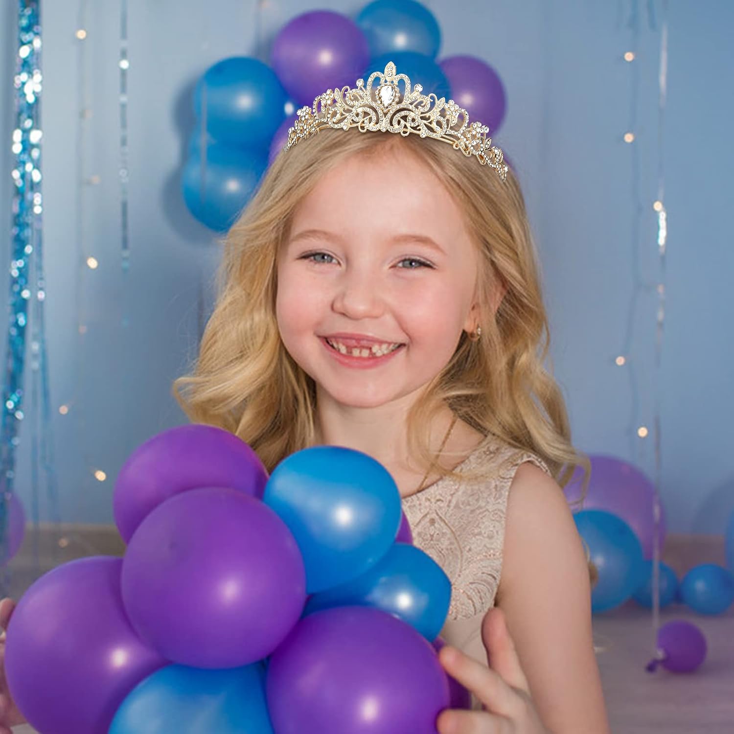 CIEHER Tiara dorada para mujeres y niñas, tiaras de princesa para mujeres, tiaras para niñas, nupciales, bodas, bailes, quinceañera, corona de