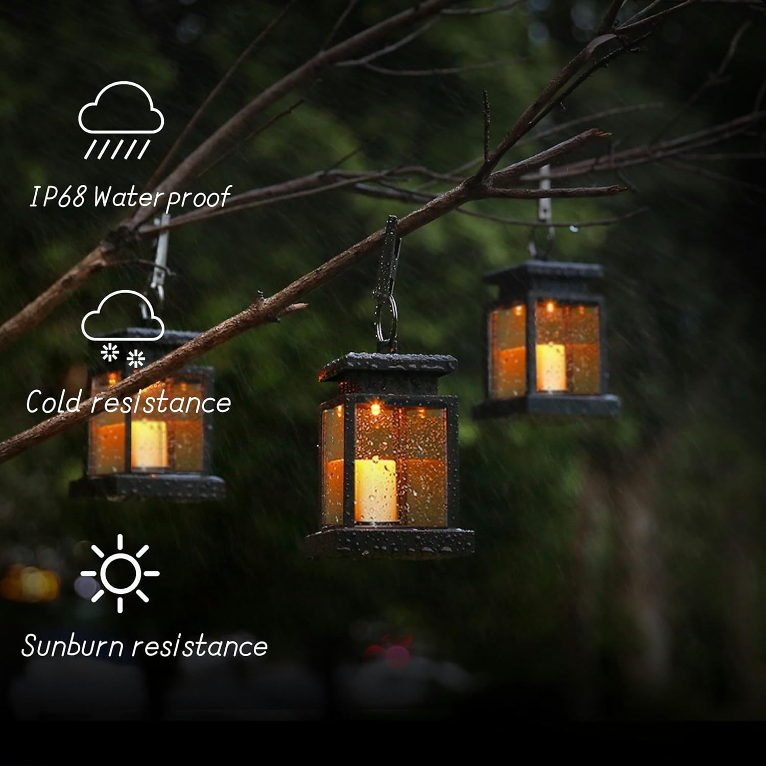 Farol solar para exteriores, faroles colgantes de llama parpadeante con clip, luz solar impermeable, luces solares decorativas para jardín, patio,