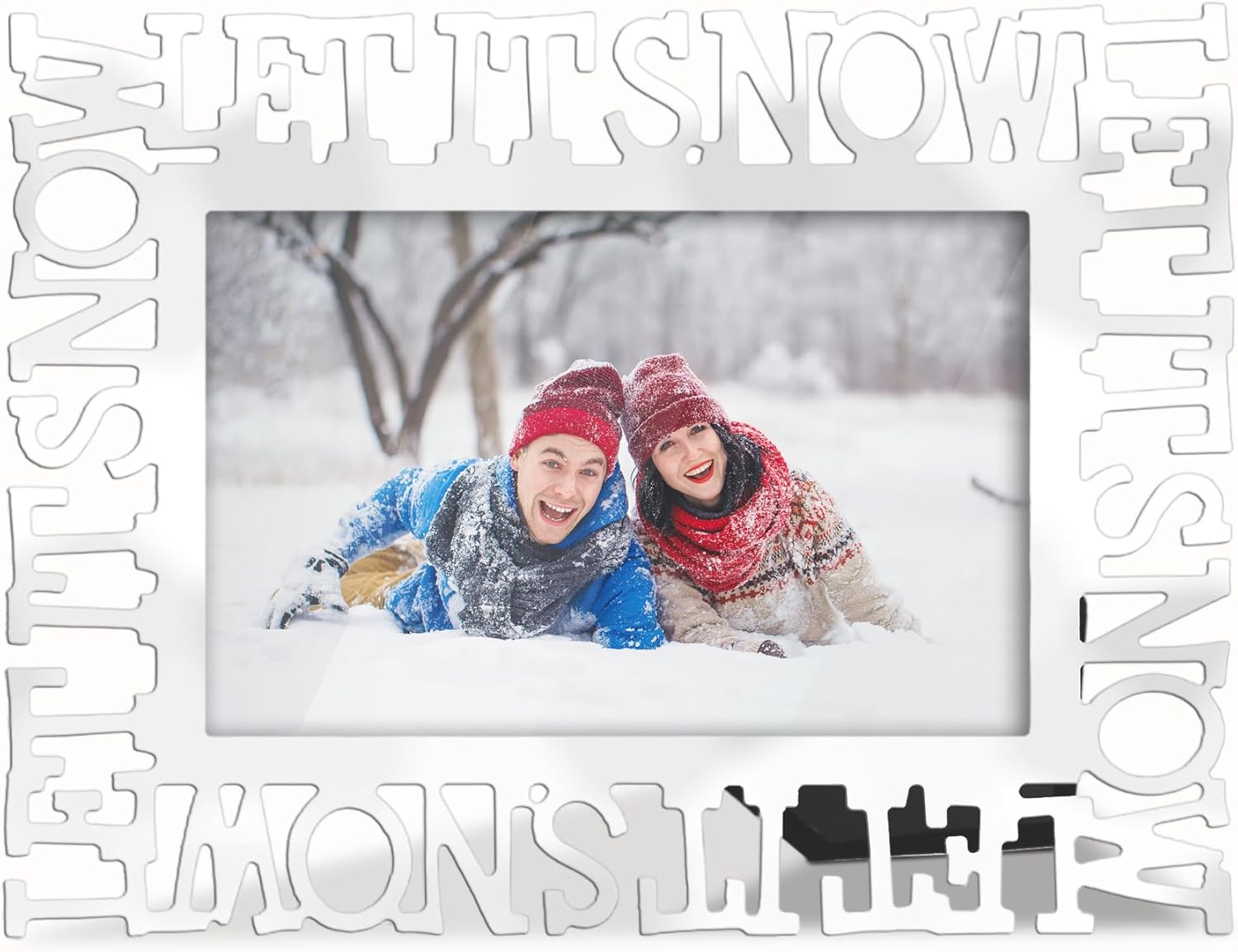 MIMOSA MOMENTS Marco de fotos de metal plateado con texto en inglés “Let’s It Snow” (Nieve, foto de 4 x 6 pulgadas)