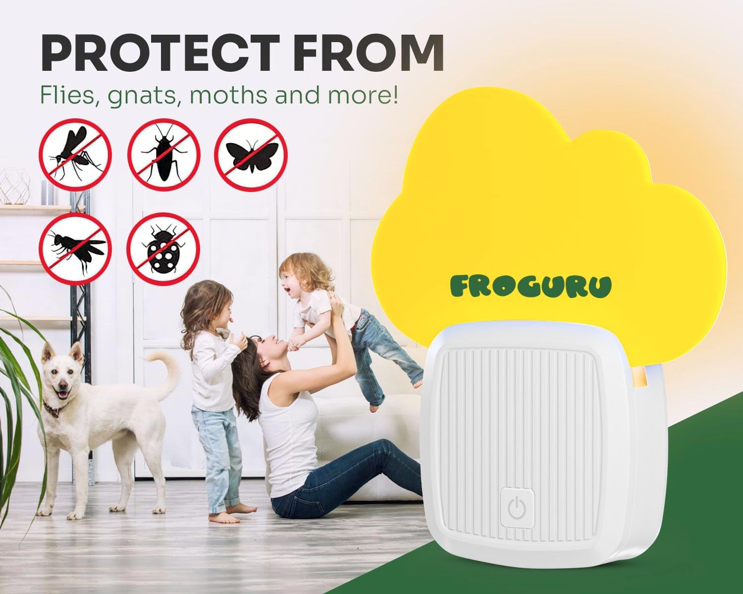 FROGURU Trampa para moscas para interiores con 14 recambios adhesivos (paquete de 2) – Trampa para moscas de interior fácil de usar sin olor para el