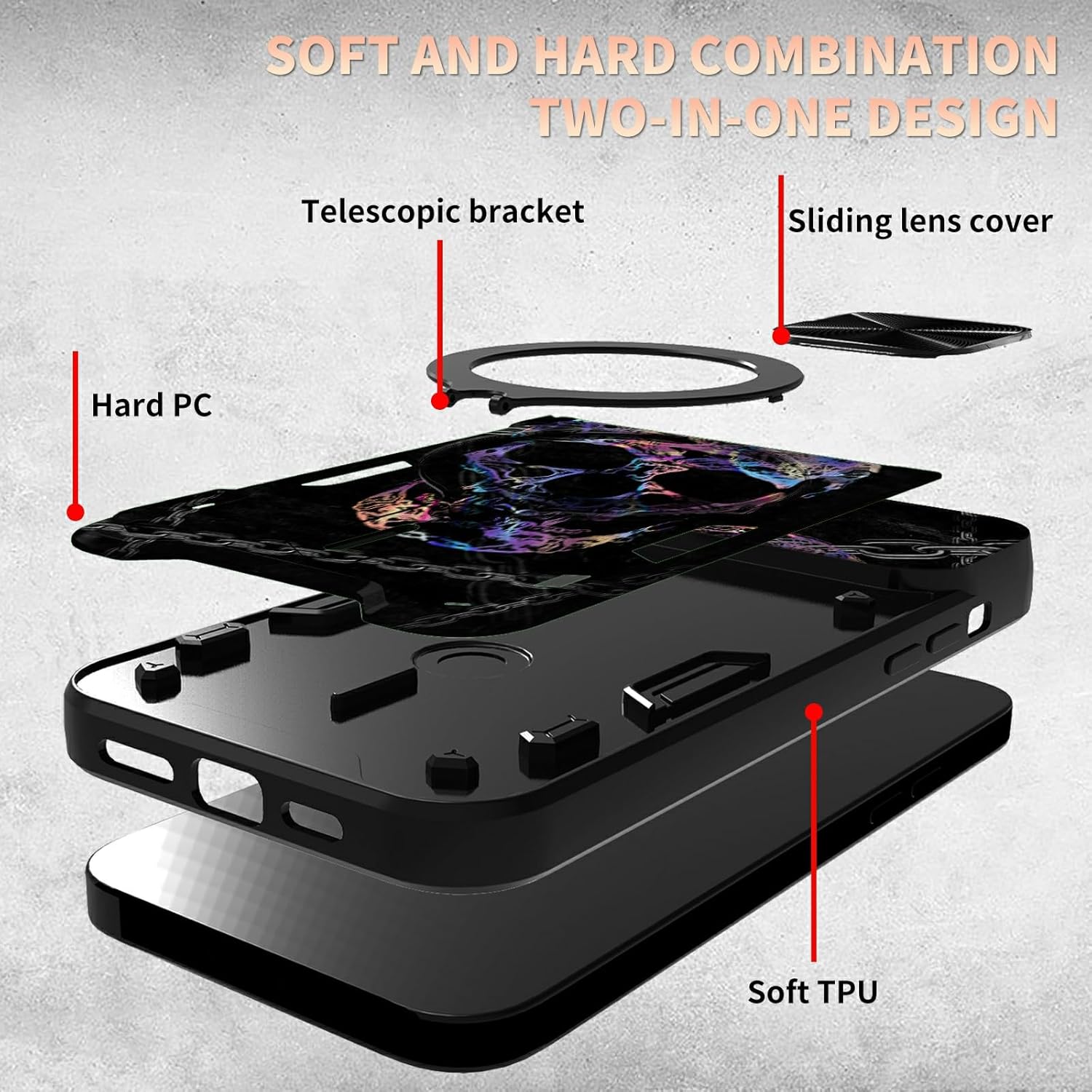 Funda para Samsung Galaxy S22 Ultra Kickstand con protector de pantalla, cubierta deslizante para cámara integrada con soporte de anillo giratorio