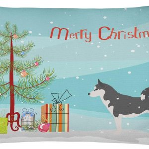 Caroline’s Treasures BB2998PW1216 – Almohada decorativa de tela de lona con diseño de árbol de Navidad de Husky siberiano, lavable a máquina, para Caroline’s Treasures BB2998PW1216 – Almohada decorativa de tela de lona con diseño de árbol de Navidad de Husky siberiano, lavable a máquina, para