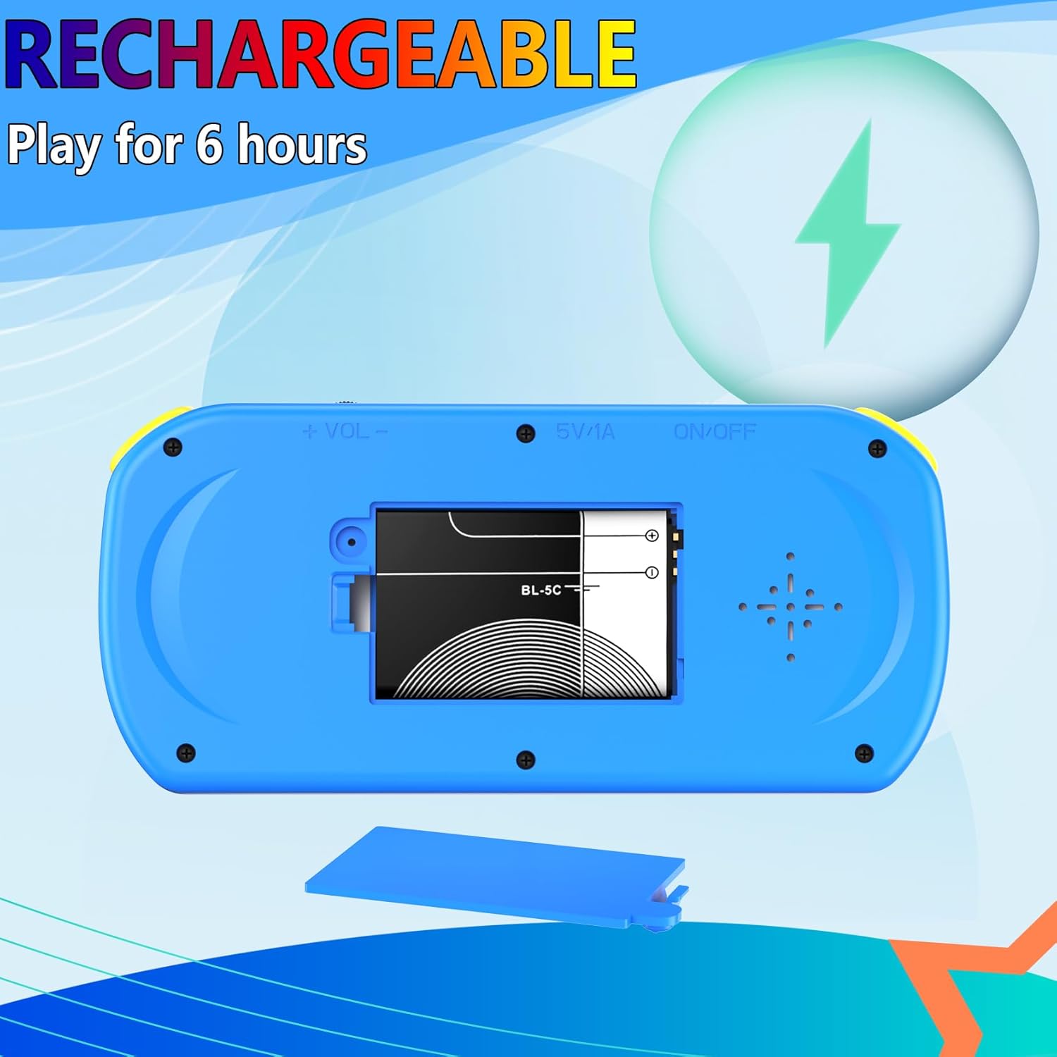 Consola de juegos de mano para niños precargada 218 videojuegos retro, reproductor de juegos portátil con batería recargable de 3.0 pulgadas, mini