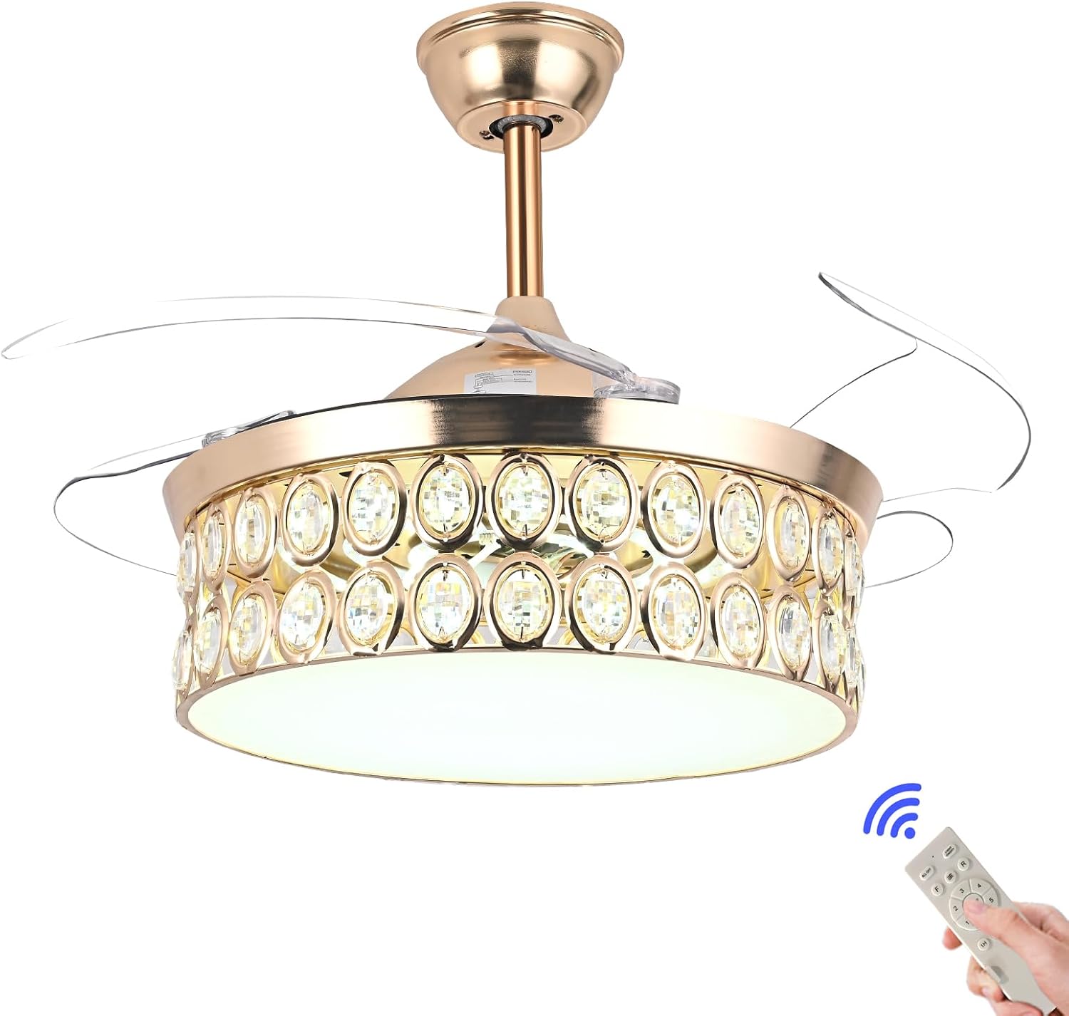 Ventilador de techo retráctil de 48 pulgadas, modernos ventiladores de techo con luces y control remoto, luz de ventilador de techo de 3 colores,