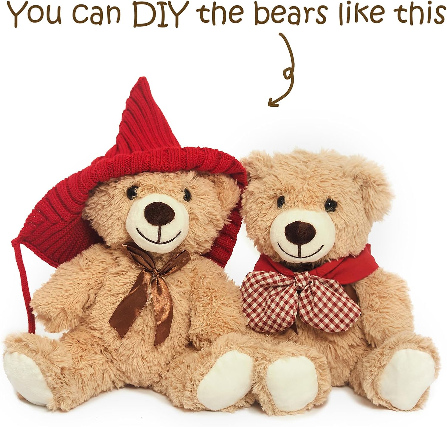 Ositos de peluche a granel, 12 paquetes de osos de peluche, regalo para niños y novias, osos de peluche de 13.5 pulgadas para Navidad, San Valentín,