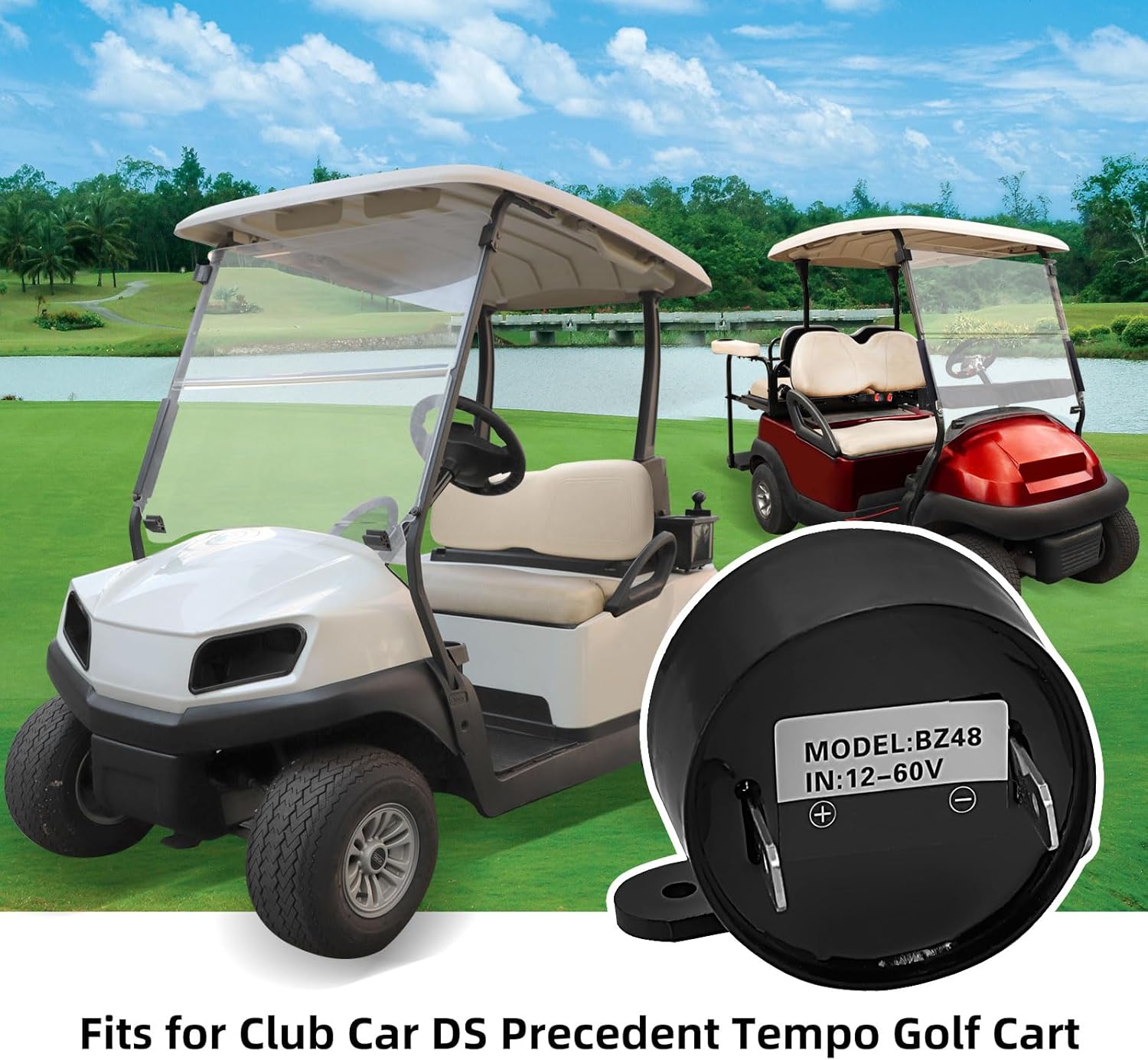 Roykaw Carro de golf de avanceretroceso con sonido de alarma para Club Car DSPrecedent 1992 G&E carrito de golf, 12 V-48 V, sonido de 80 dB, altavoz