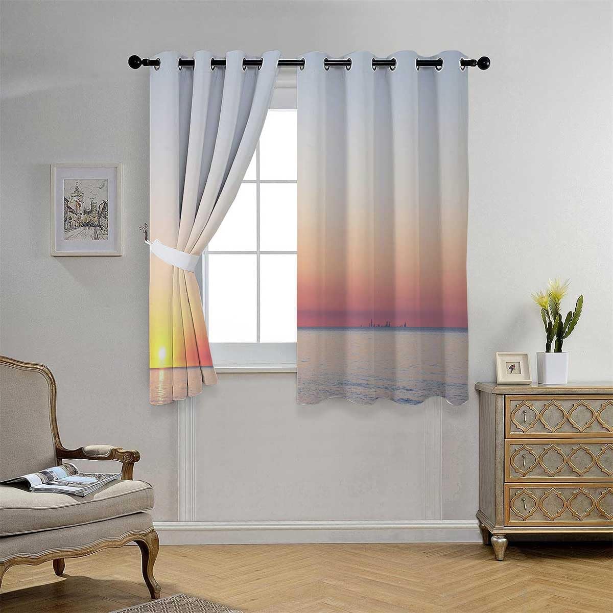 YANFENQI Cortina para Dividir Habitacion Scenery Ocean Seaside Cortina para puerta, cortinas de tapiz de 55 pulgadas de ancho por 45 pulgadas de