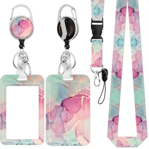 Soporte para tarjeta de identificación con cordón, carrete retráctil con clip giratorio para cinturón, cordón desmontable, etiqueta de tarjeta de Soporte para tarjeta de identificación con cordón, carrete retráctil con clip giratorio para cinturón, cordón desmontable, etiqueta de tarjeta de