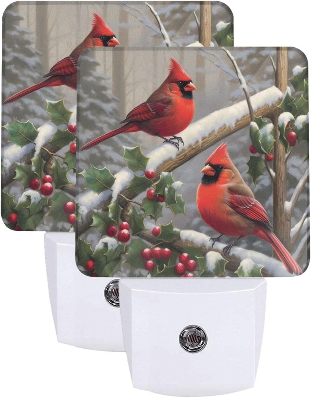 Ouqiuwa Juego de 2 luces nocturnas de Navidad, luces LED con sensor de movimiento automático Red Birds para dormitorio, cocina, pasillo, escaleras