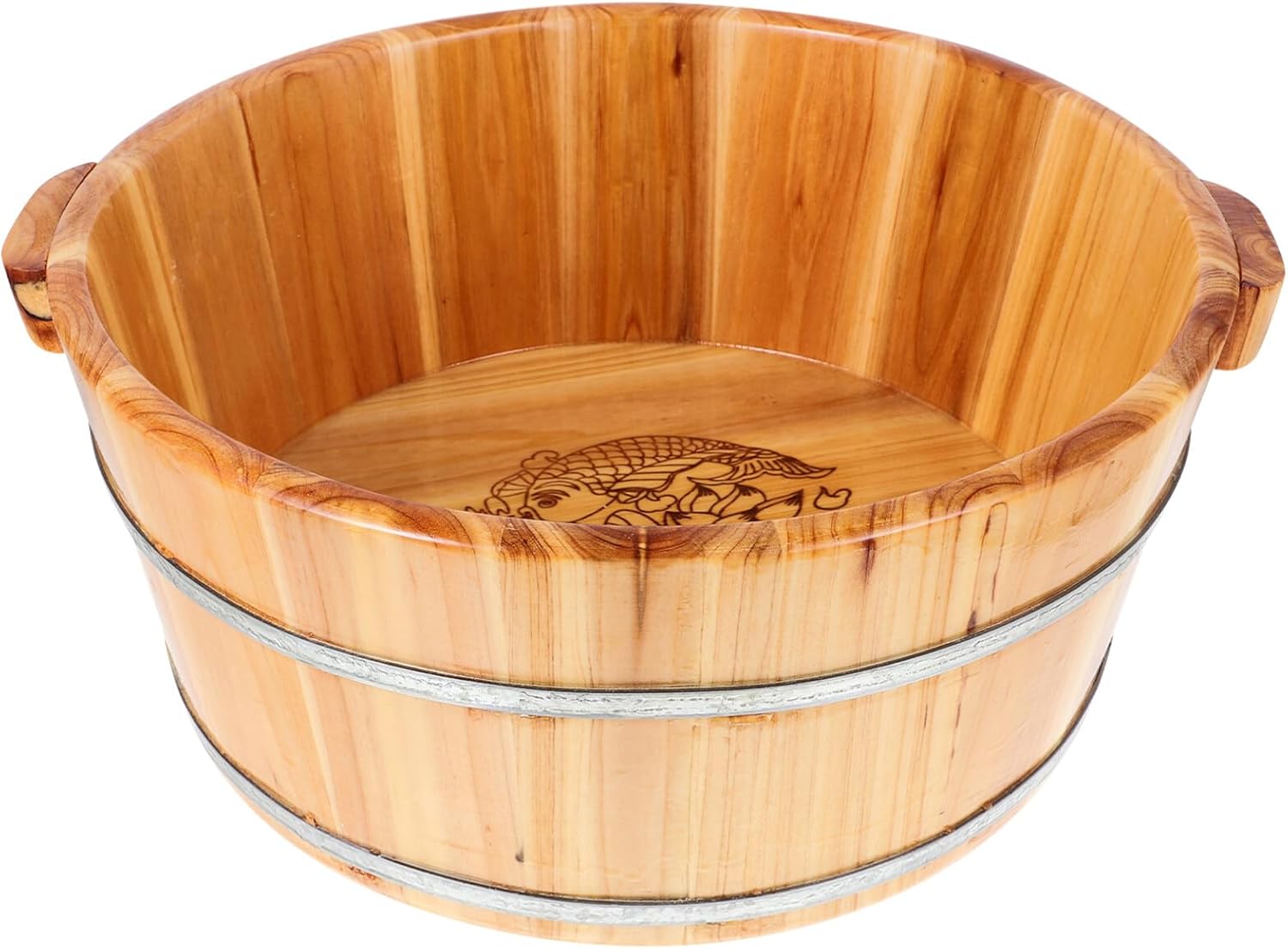 Yardwe Cuenca de pie de madera, bañera de madera para pies de madera, cubo de madera para baño de pies, remojo, masaje, spa, sauna