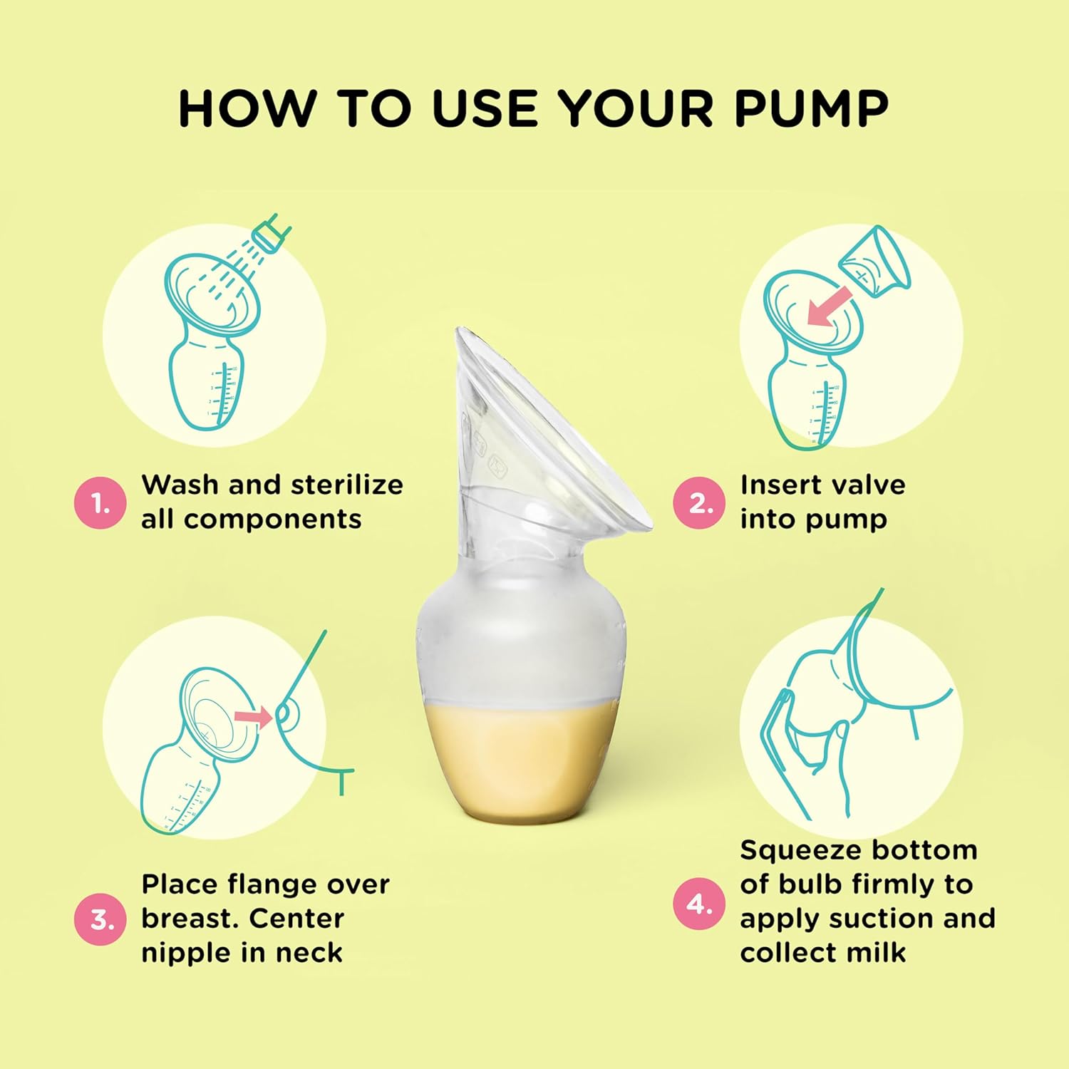 Extractor de leche manual manos libres con válvula personalizada a prueba de derrames, esenciales posparto, fácil de limpiar, bomba portátil para