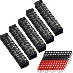 MILAPEAK – Regleta de terminales de doble hilera de 600 V 25 A con tapa + tira de barrera preaislada de 400 V 25 A MILAPEAK – Regleta de terminales de doble hilera de 600 V 25 A con tapa + tira de barrera preaislada de 400 V 25 A