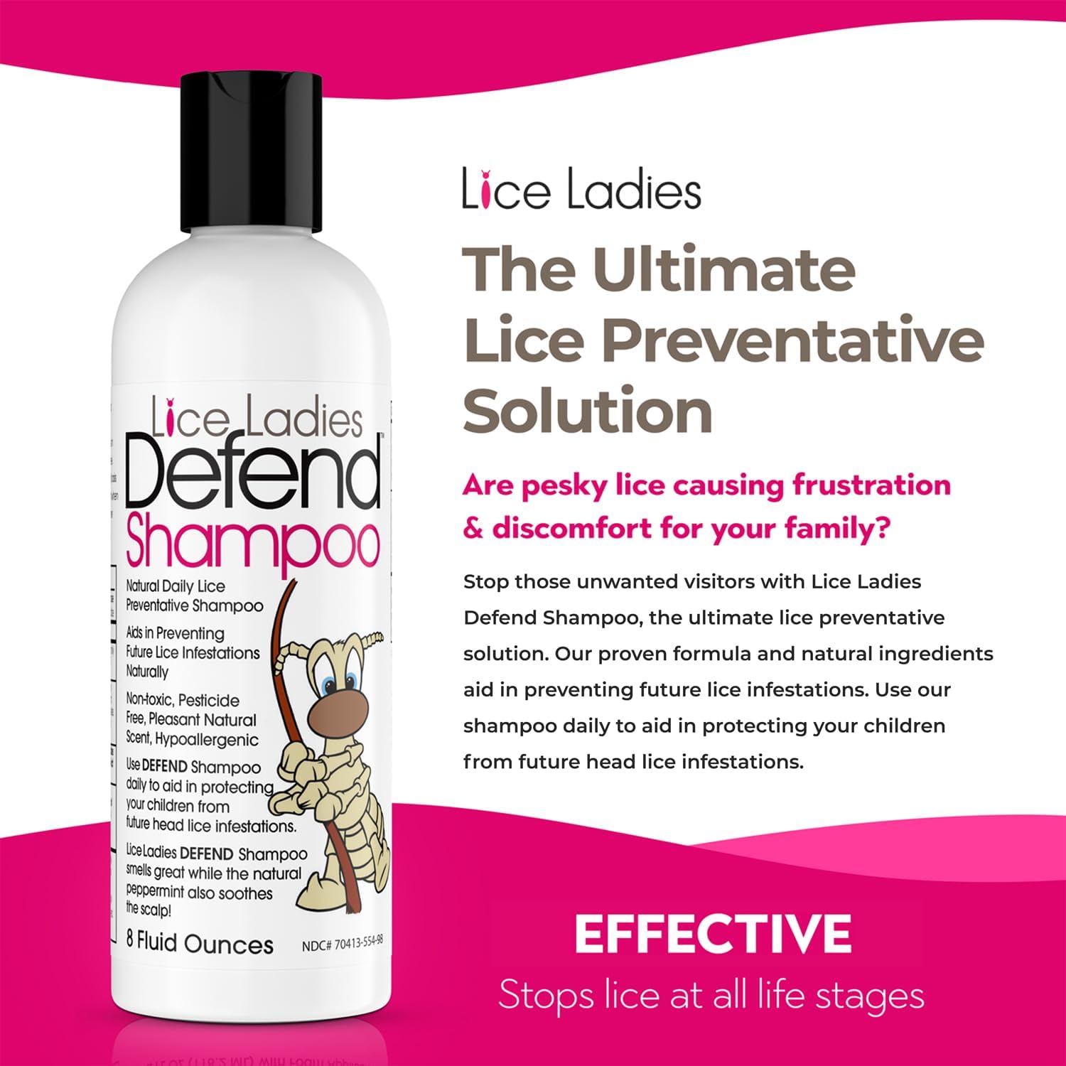 Defend Shampoo  Daily Shampoo Treatment, Non-Toxic, Homeopathic Formulation, Natural Treatment Shampoo, Hypoallergenic  8 OZ Bottle