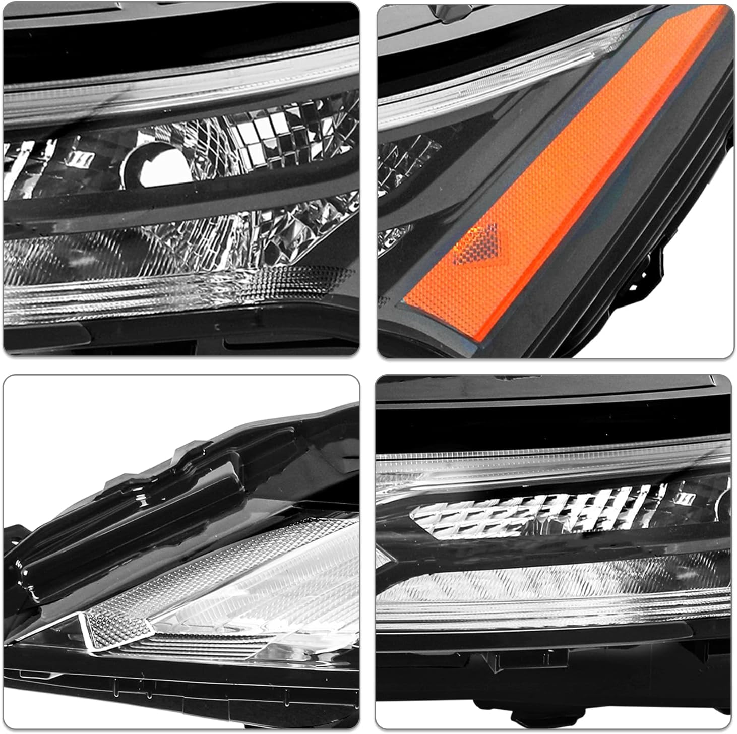Conjunto de faros delanteros superiores de estilo OE compatible con Nissan Rogue 2021-2023, señal de giro halógena, luz DRL, lado del conductor y
