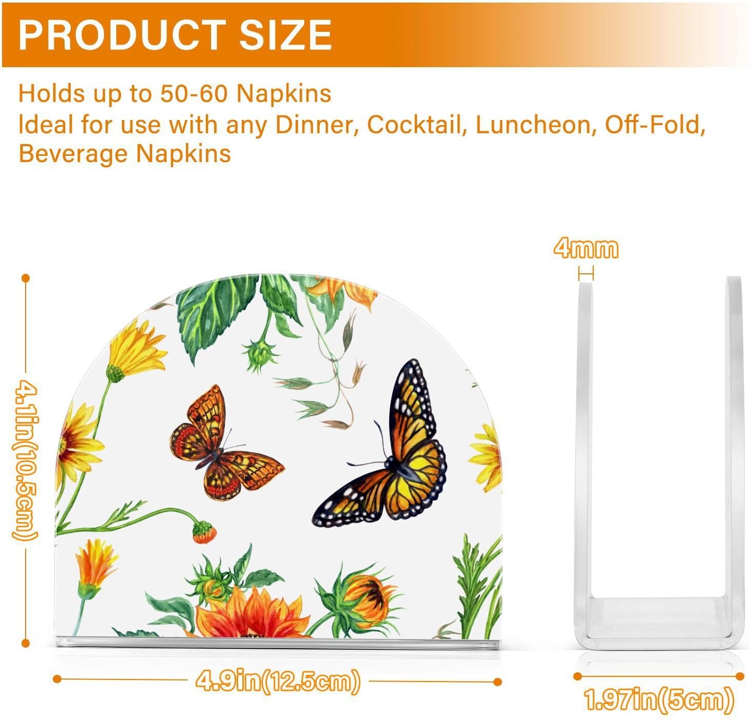 Servilletero de girasoles y mariposas para mesa de papel, dispensador de pañuelos acrílicos, cocina, comedor, baño, fiesta, decoración de automóvil