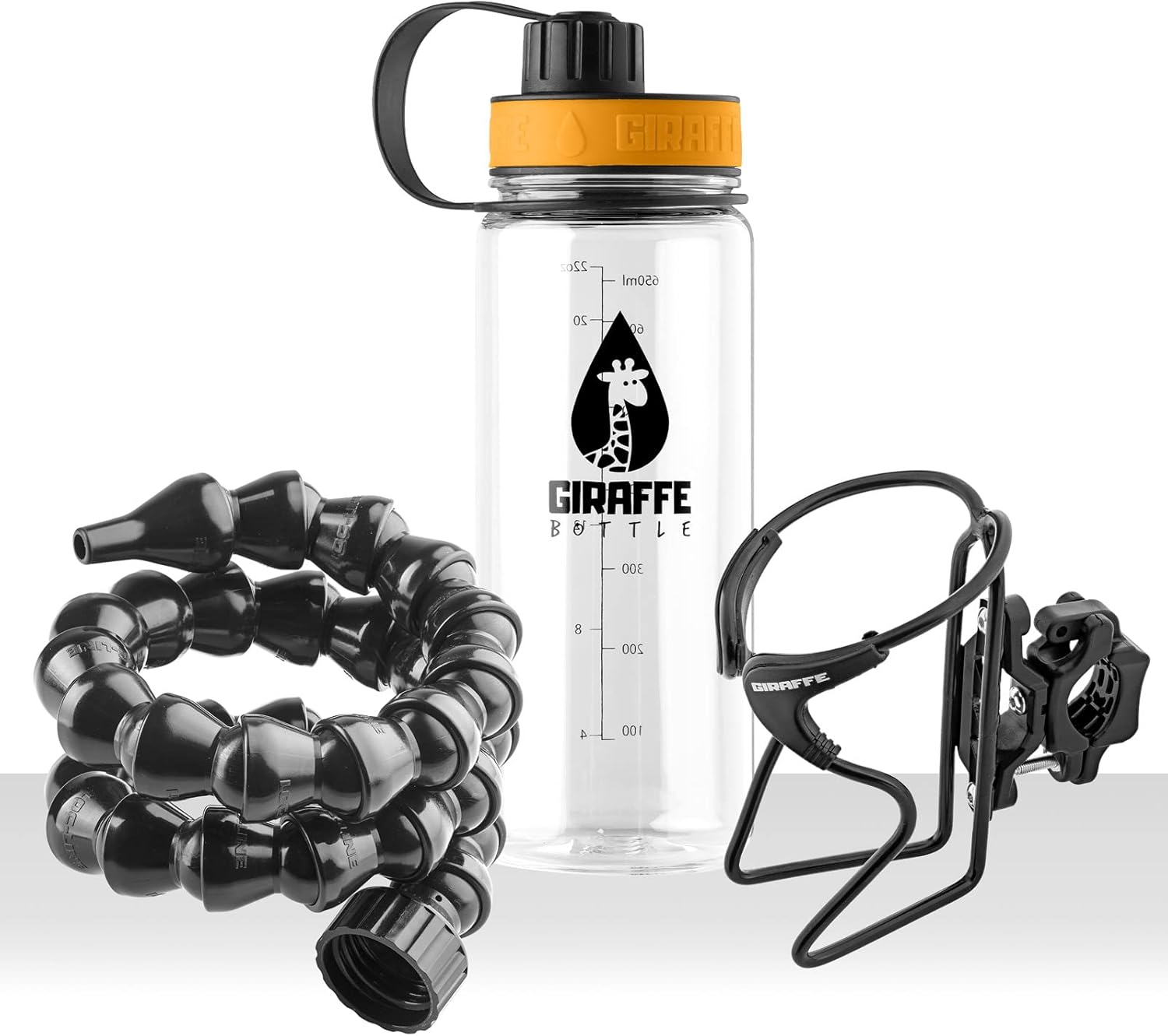 Tower – Sistema de bebida manos libres, botella Tritan transparente, con soporte para botella montado en tubo redondo (longitud 30 pulgadas  29.9 in)