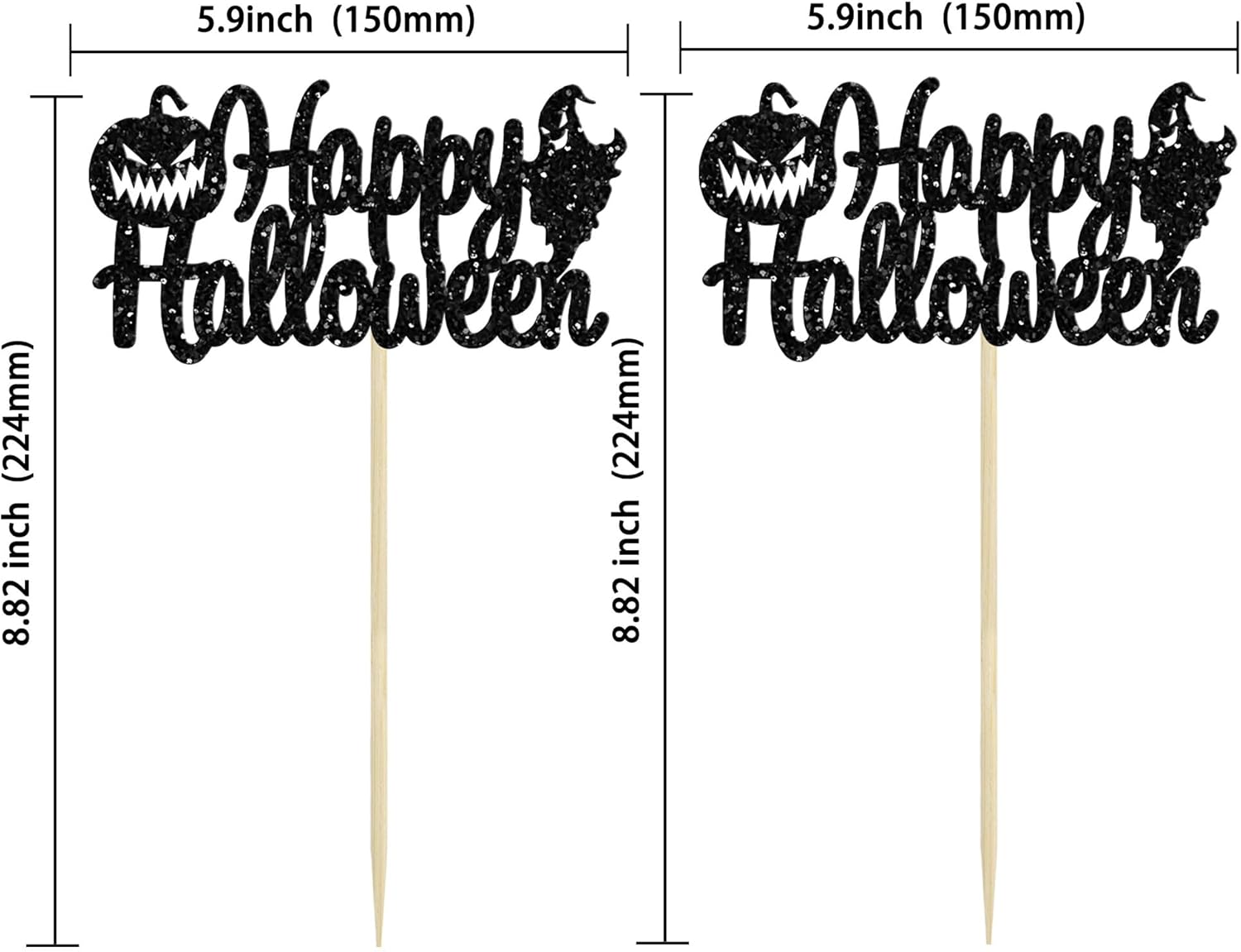 Gyufise 24 adornos para cupcakes de Halloween con calabaza, fantasma, purpurina negra, decoraciones para cupcakes para niños, decoración de fiesta