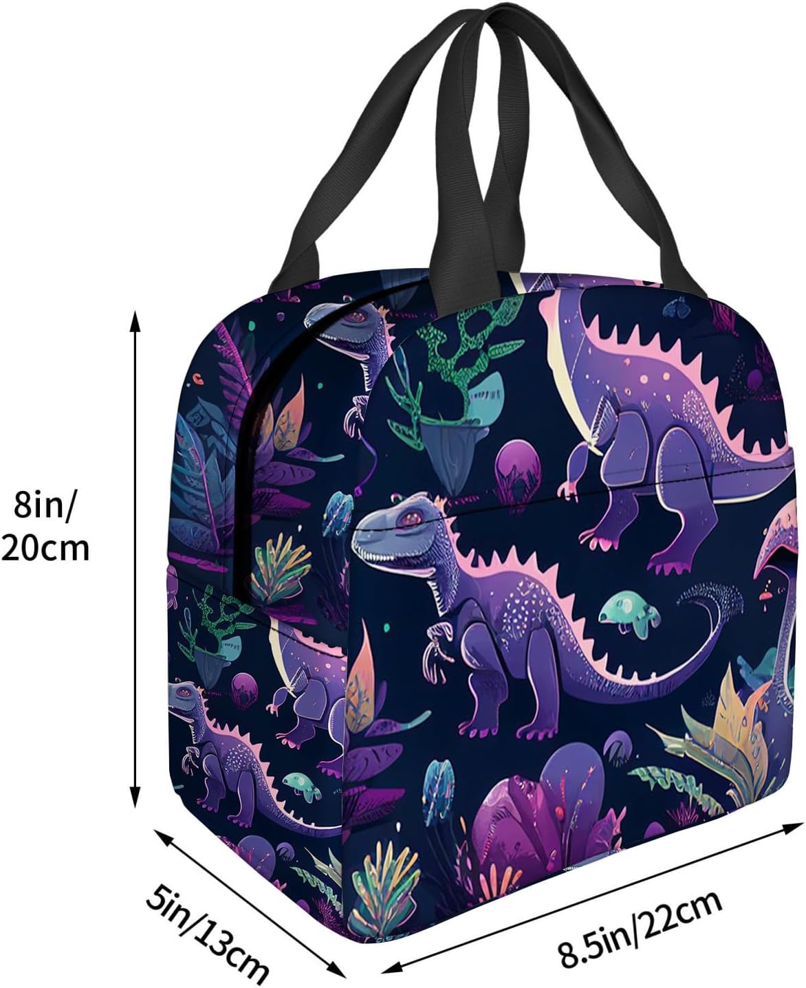 Lonchera aislada para mujeres y hombres, bonito juego de dinosaurios de dibujos animados con varias plantas, reutilizable, a prueba de fugas, para