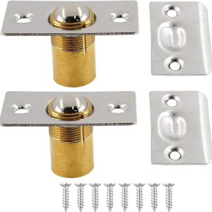 Auvotuis 2 unidades de acero inoxidable para puerta de armario, herrajes ajustables para puerta de cierre de bola con placa de golpeo para pestillo Auvotuis 2 unidades de acero inoxidable para puerta de armario, herrajes ajustables para puerta de cierre de bola con placa de golpeo para pestillo