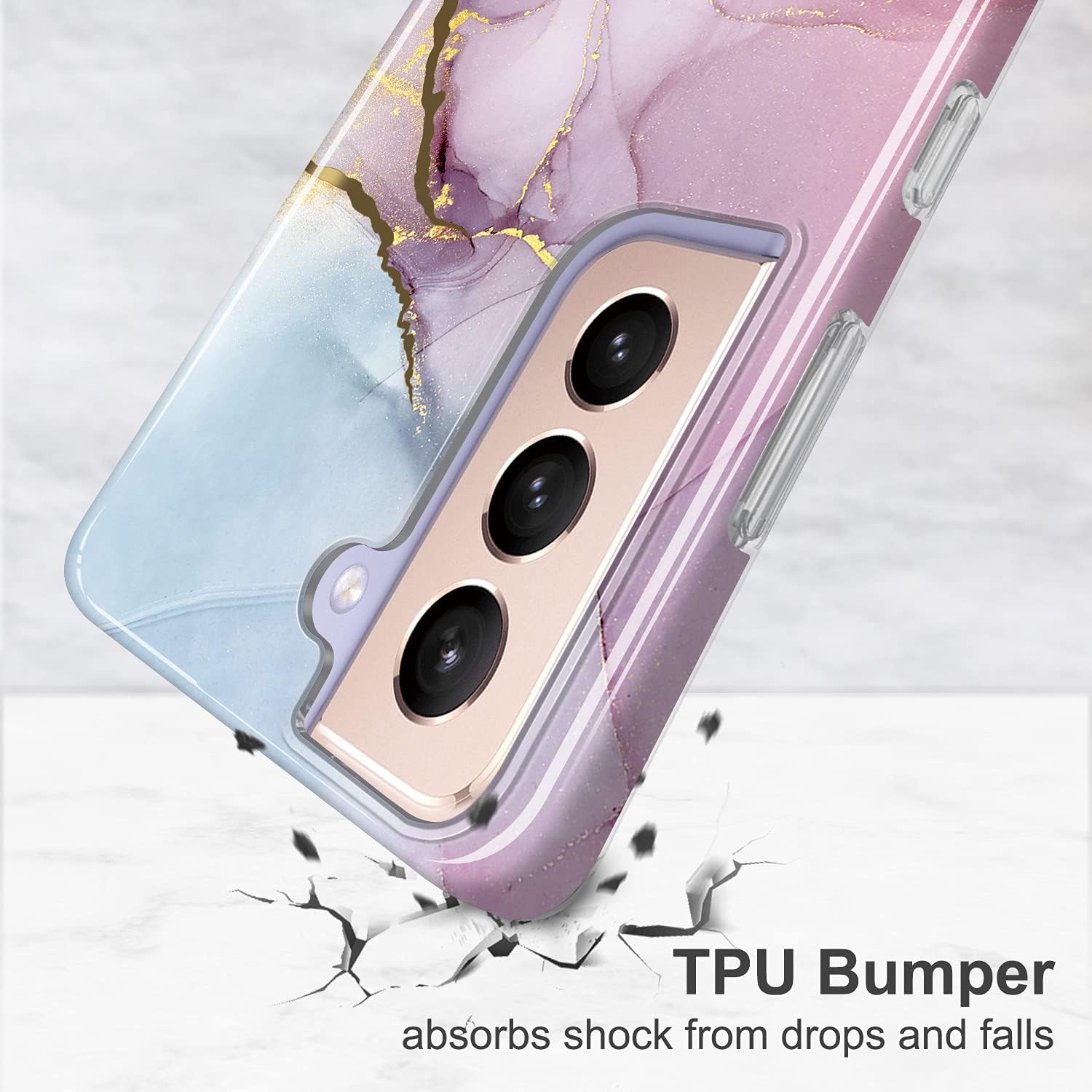 JIAXIUFEN Funda para Galaxy S21 Plus con purpurina galvanizada dorada, delgada, a prueba de golpes, TPU suave de silicona de goma, funda de teléfono