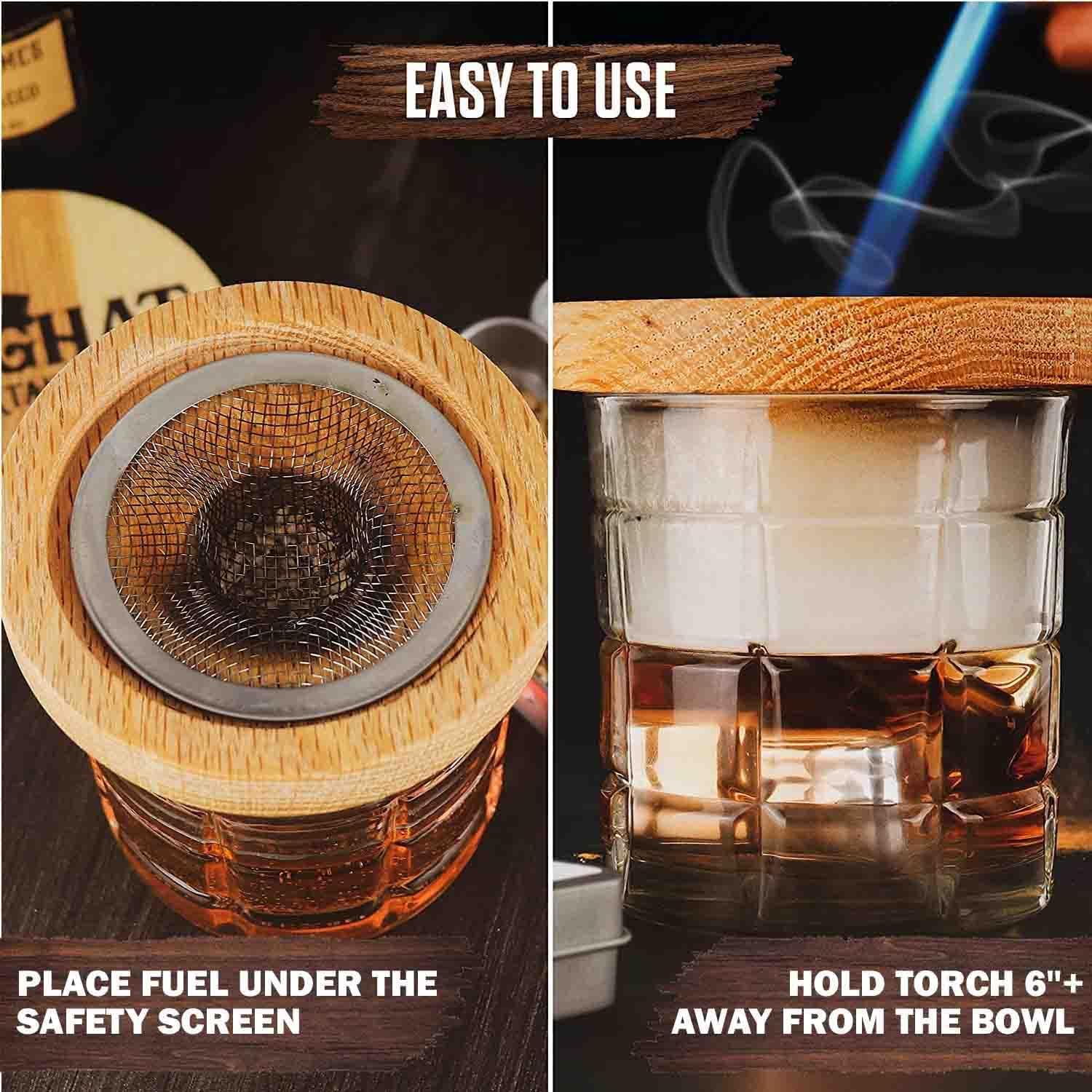 Foghat Cocktail Smoker Virutas de madera  Virutas de roble de vino caliente de 4 onzas para ahumador, whisky y bebida, chips de madera natural y