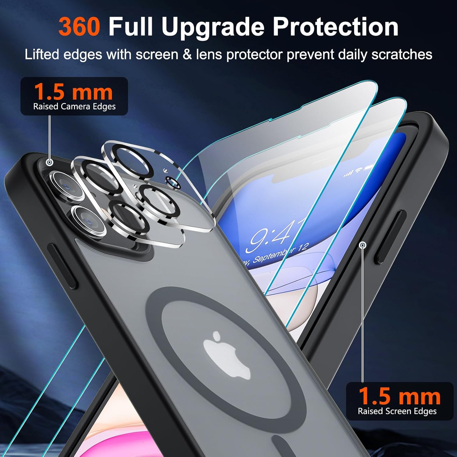 SUPFINE Funda magnética para iPhone 11 compatible con MagSafe protección contra caídas de grado militar de 10 pies 2X protector de pantalla de