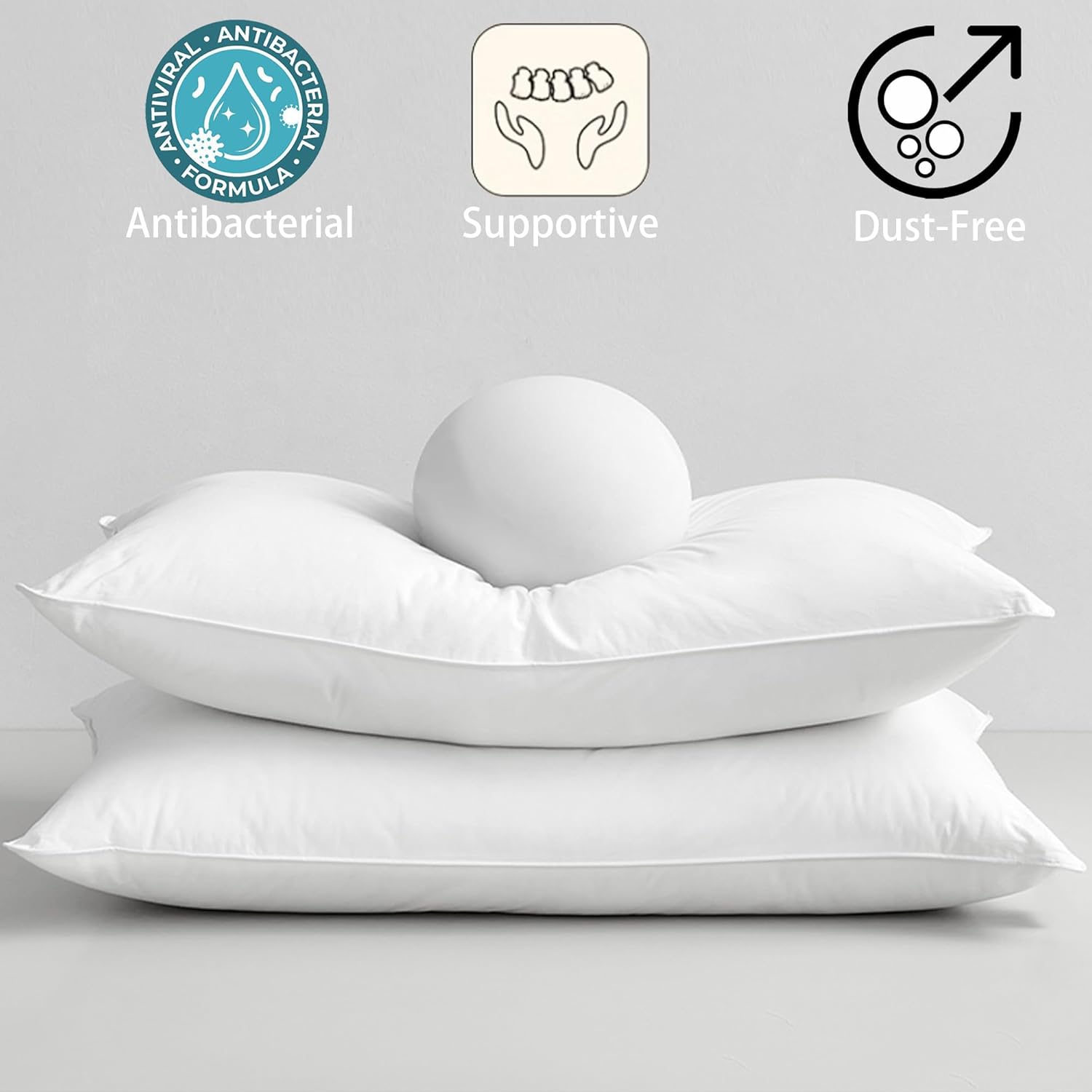 Juego de 2 almohadas básicas de plumón de ganso tamaño estándar, colección de hotel, para dormir, firmeza media, 20 x 26 pulgadas