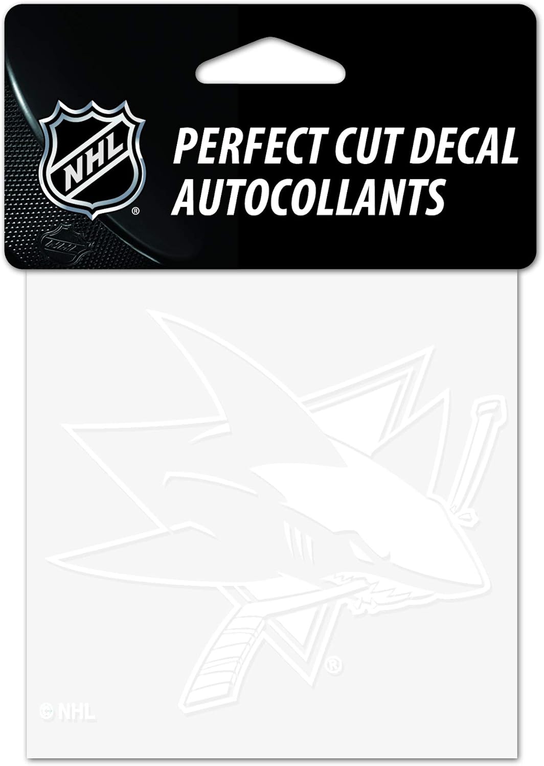 WinCraft NHL San Jose Sharks – Calcomanía blanca de corte perfecto, talla única, color del equipo