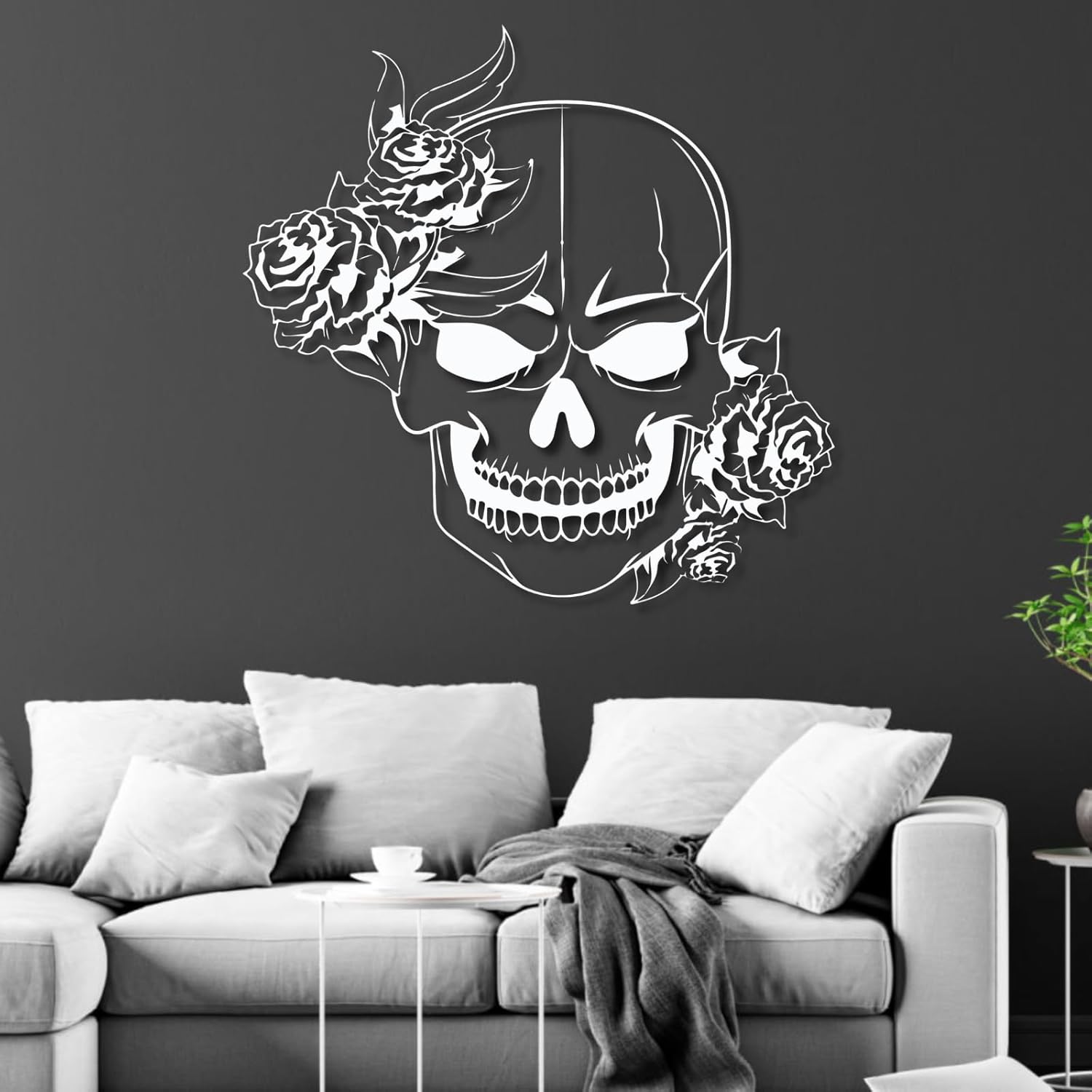 Arte de pared de metal con calavera de azúcar, arte de pared de metal gótico, arte de pared de metal esqueleto, decoración de pared de metal de