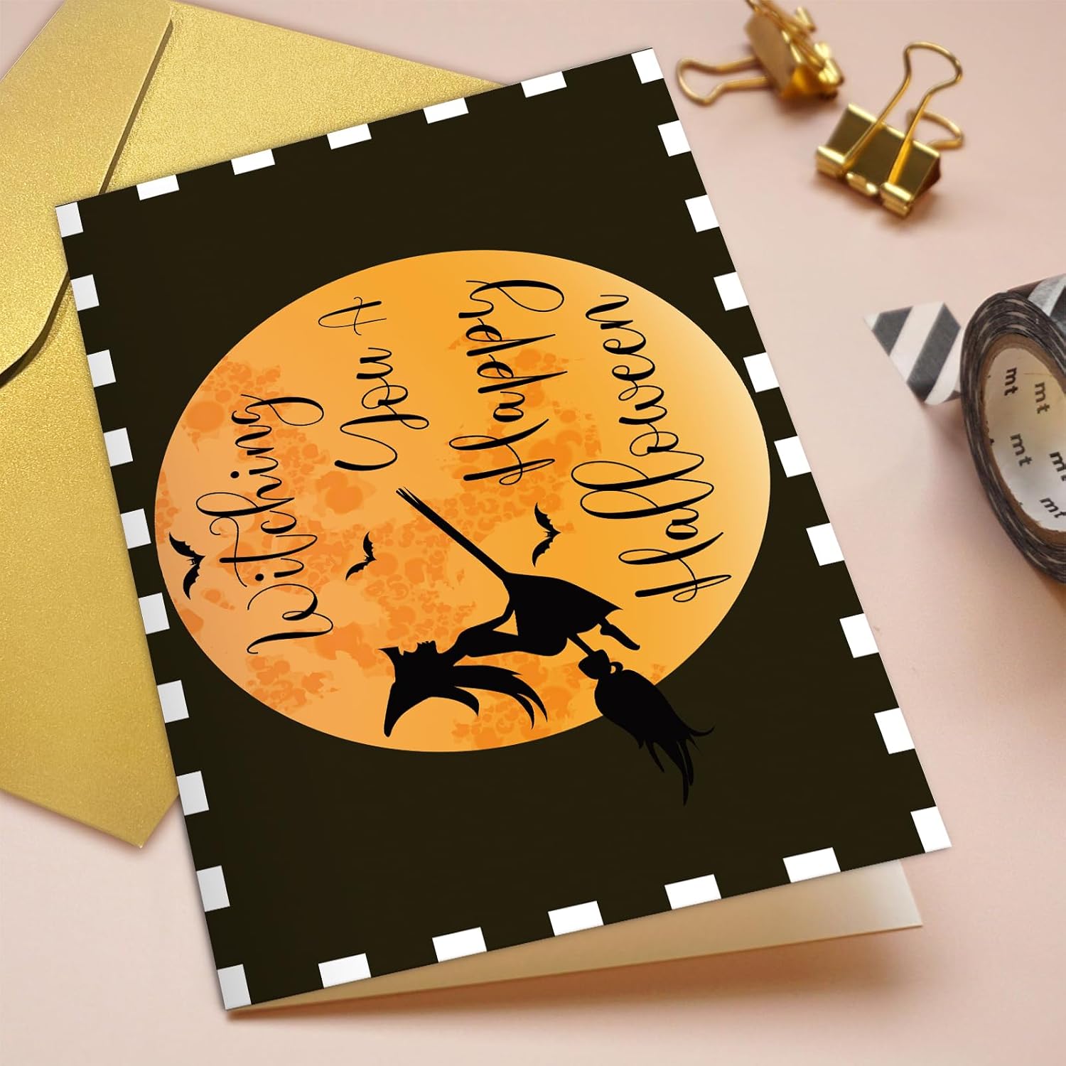 Qiliji Divertida tarjeta de Halloween para él, tarjeta de Halloween de bruja, tarjeta de Halloween de mago, tarjeta de juego de palabras de