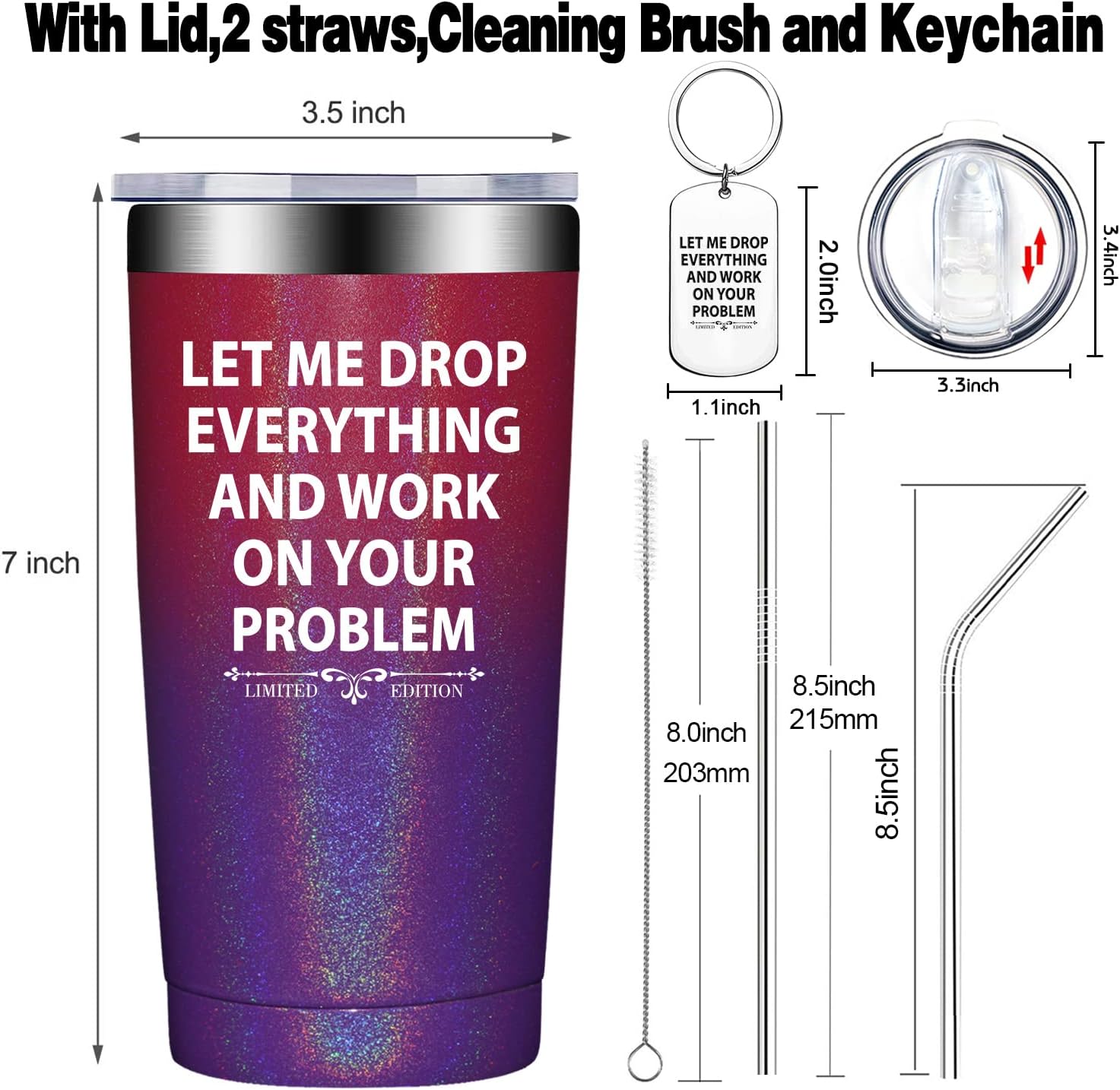 Fufandi Vaso con texto en inglés Let Me Drop Everything para mujer, regalos divertidos de cumpleaños para mujeres, regalos de Navidad para hermana,