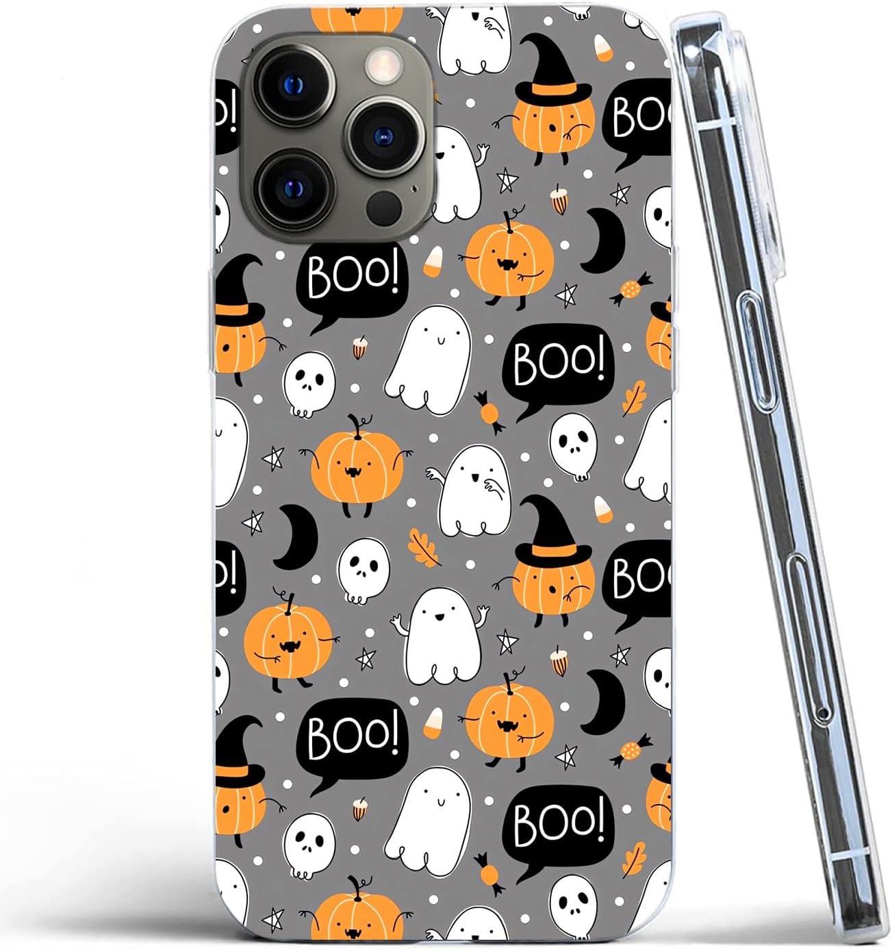 Bonita funda de teléfono fantasma de Halloween compatible con iPhone 14 Pro Max Witchy Pumpkin Halloween Boo funda para iPhone 14 Pro Max para