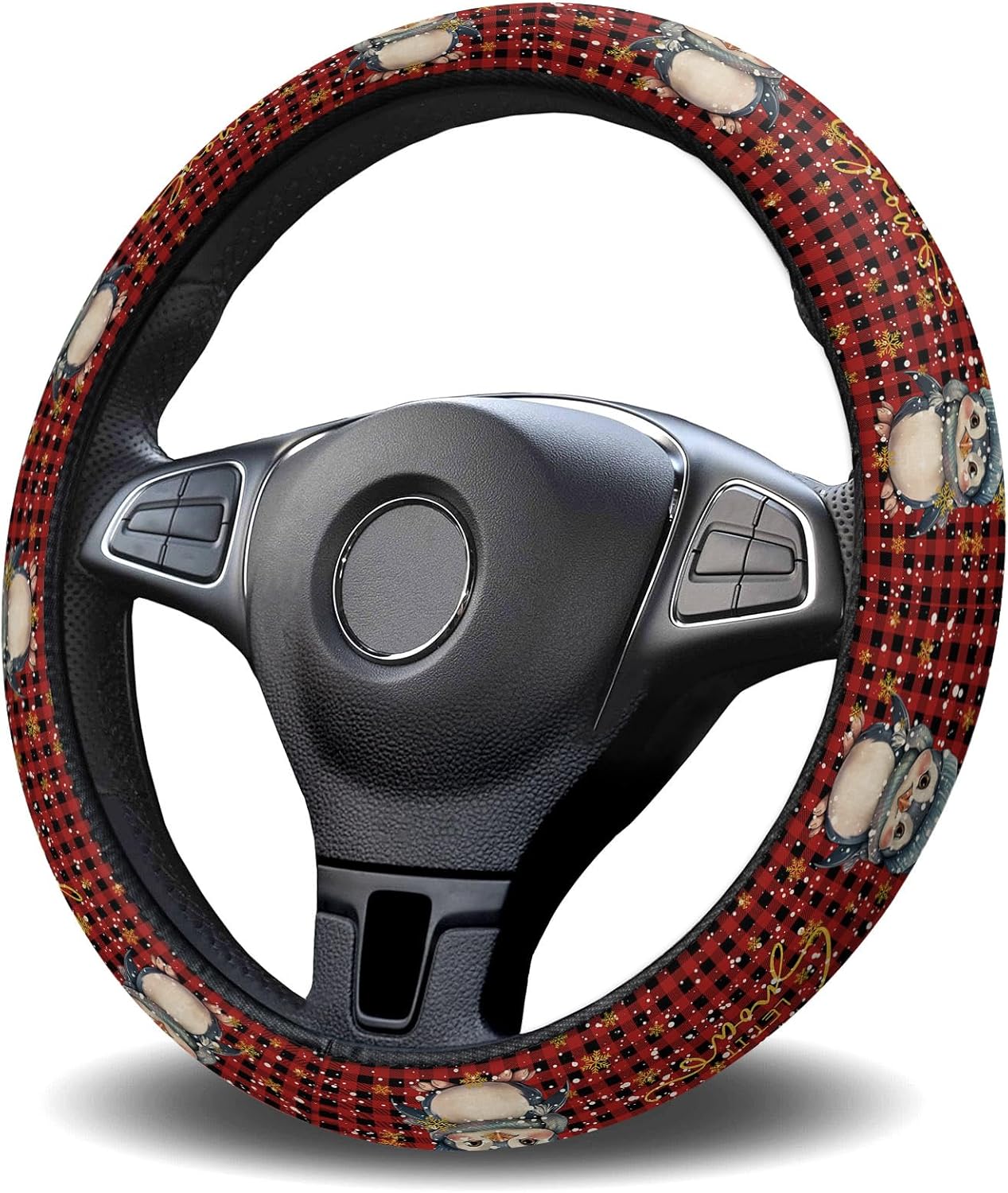 Funda protectora para volante de automóvil, diseño de pingüinos de Feliz Navidad, funda protectora elástica para vehículos, camiones, SUV,