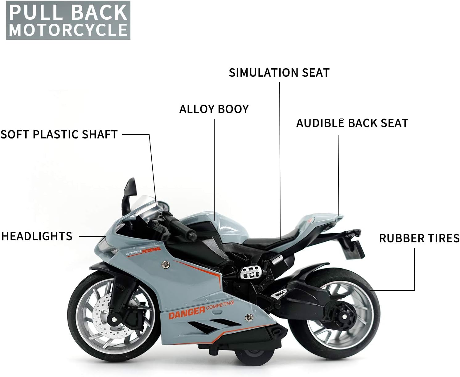 Motocicleta de juguete, juguete de motocicleta con sonidos y luces, juguete de modelo de motocicleta a escala 112 para niños, vehículo de tracción