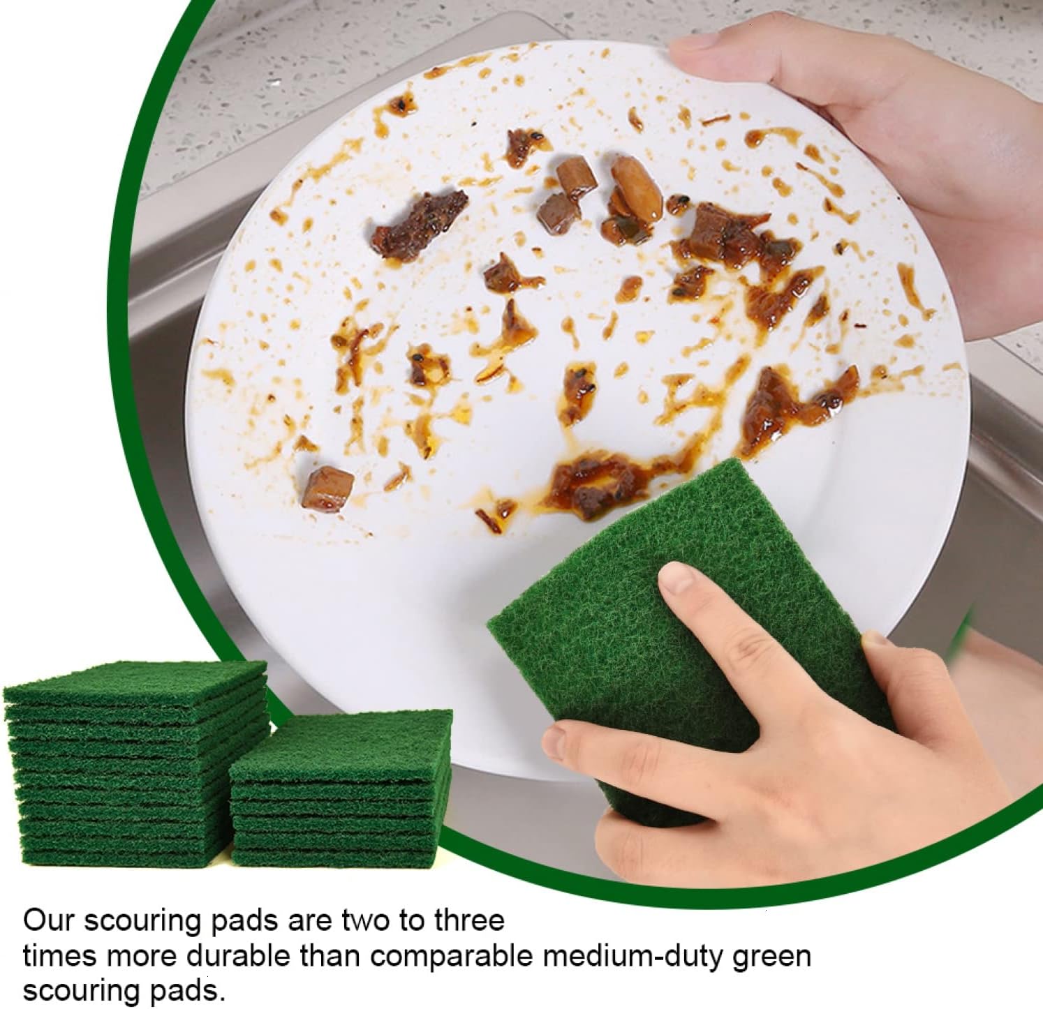 80 almohadillas para fregar platos, 4 x 6 pulgadas, color verde, reutilizables, para el hogar, para platos, fregadores de cocina y parrillas de metal