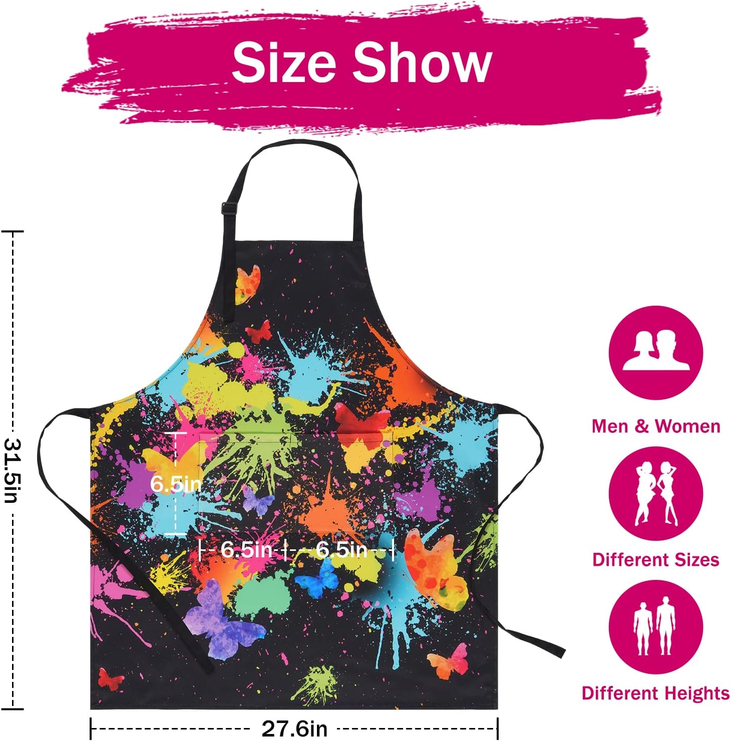 ASPMIZ Delantal de pintura de artista para adultos, delantales de cocina coloridos, delantal de cocina impermeable con bolsillos, delantales de