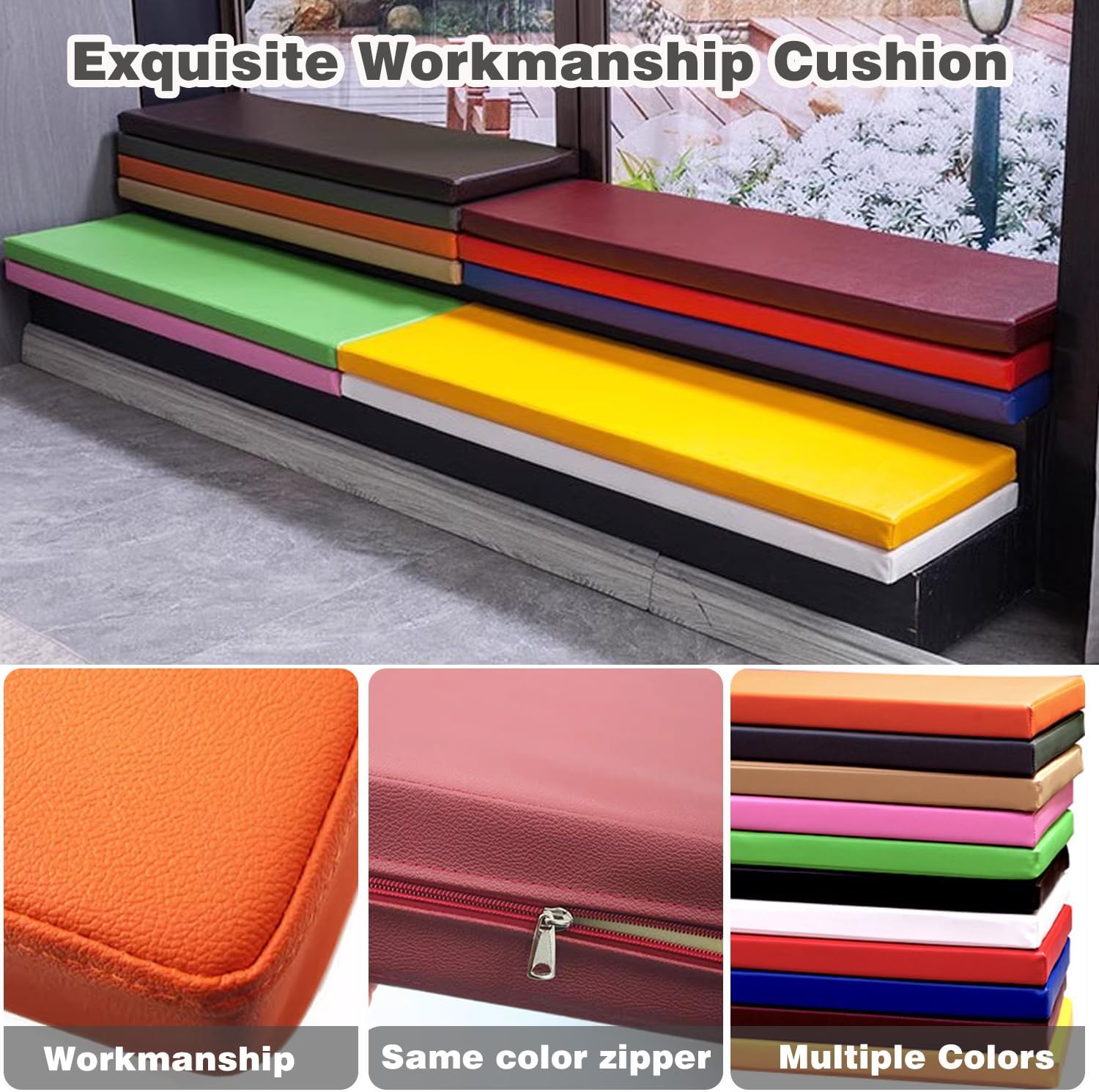 Cojines de banco personalizados, cojín de asiento de banco de piel sintética impermeable para muebles de interiorexterior, almohadilla de banco de