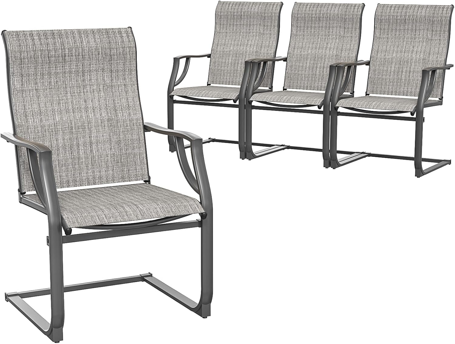 Amopatio Juego de 4 sillas de patio, sillas de comedor al aire libre para todo tipo de clima, muebles de jardín transpirables para patio trasero,