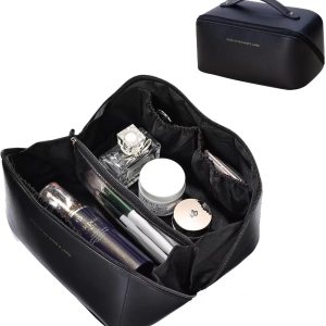 Bolsa de maquillaje de gran capacidad, bolsa de cosméticos de viaje para mujer, bolsa de maquillaje grande impermeable, bolsa de cosméticos de cuero Bolsa de maquillaje de gran capacidad, bolsa de cosméticos de viaje para mujer, bolsa de maquillaje grande impermeable, bolsa de cosméticos de cuero