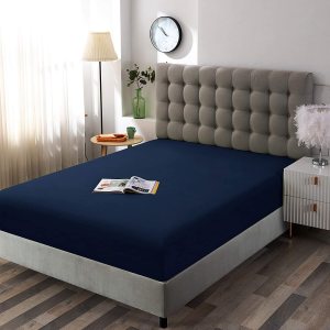 Olympic-Queen – Sábana bajera ajustable de 28 pulgadas, bolsillo extra profundo de 600 hilos, 100% algodón egipcio, tejido satinado, color azul Olympic-Queen – Sábana bajera ajustable de 28 pulgadas, bolsillo extra profundo de 600 hilos, 100% algodón egipcio, tejido satinado, color azul