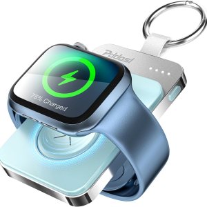 Cargador inalámbrico portátil para Apple Watch, cargador magnético de 1500 mAh para iWatch de viaje, cargador de reloj portátil, llavero de batería Cargador inalámbrico portátil para Apple Watch, cargador magnético de 1500 mAh para iWatch de viaje, cargador de reloj portátil, llavero de batería
