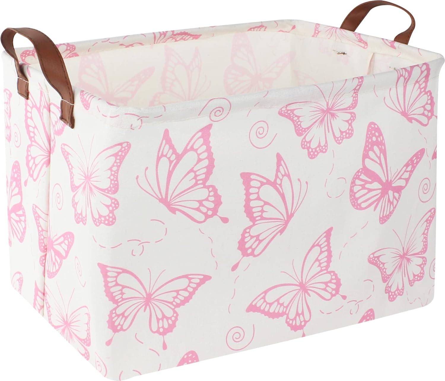 CLOCOR Cesta rosa, contenedor de almacenamiento plegable con bonito patrón, caja de almacenamiento impermeable con asas, organizador de regalos de