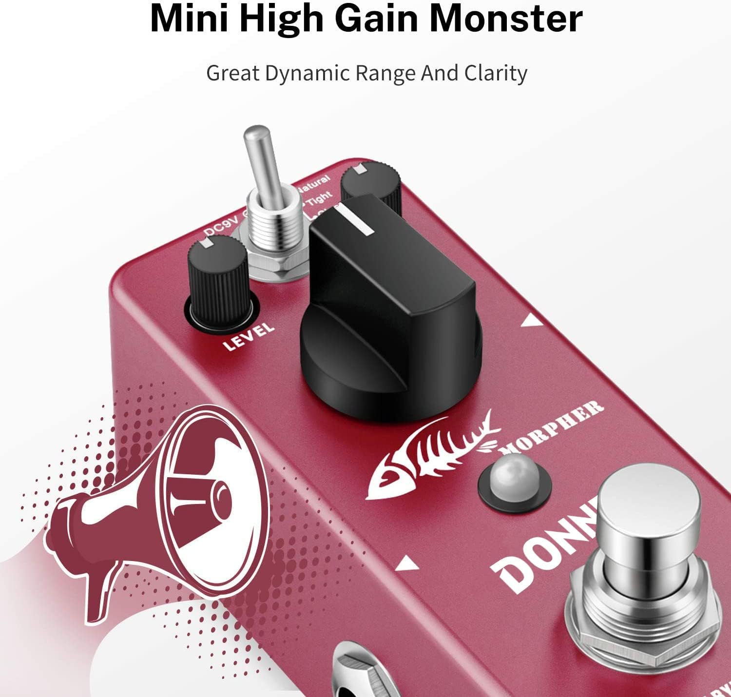 Donner – Pedal de guitarra de distorsión, distorsión Morpher, 3 modos, natural, apretado, clásico, metal de los 80 Crunch para guitarra eléctrica,